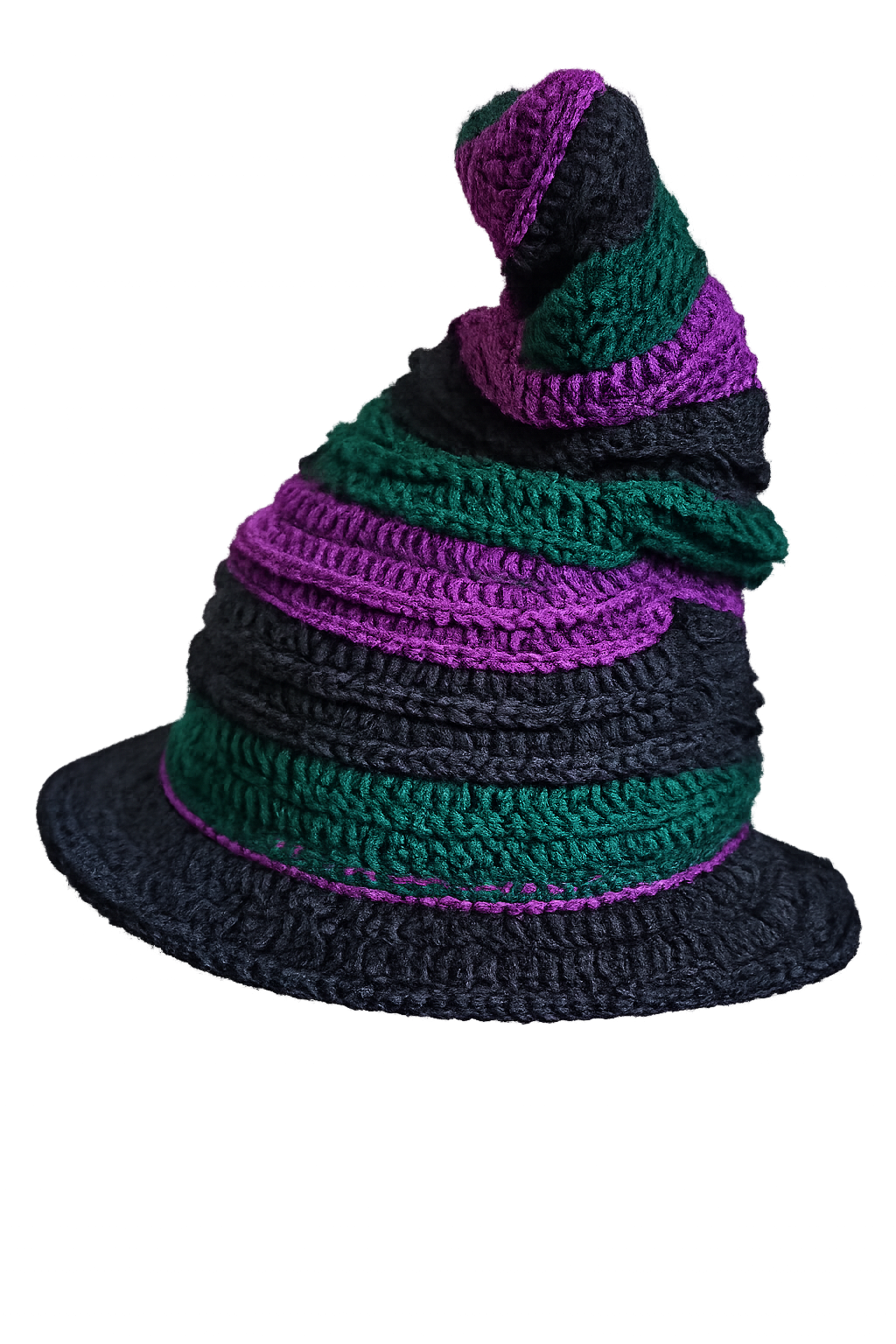 Black, Green and Purple crochet witch hat