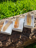 Three natural Citrine points in gift boxes