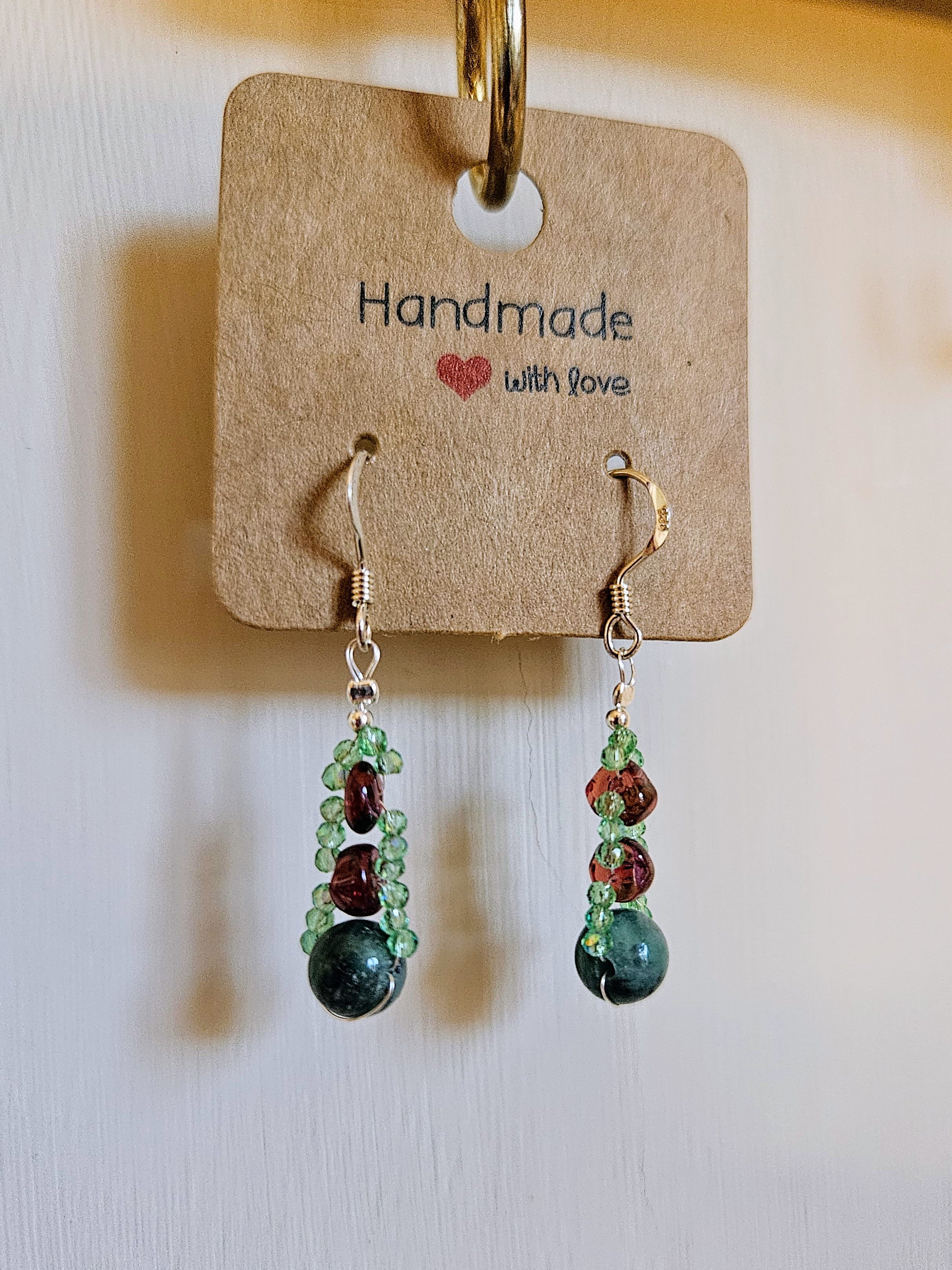Emerald And Garnet Earrings
