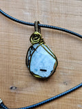 Wire wrapped Rainbow Moonstone necklace 