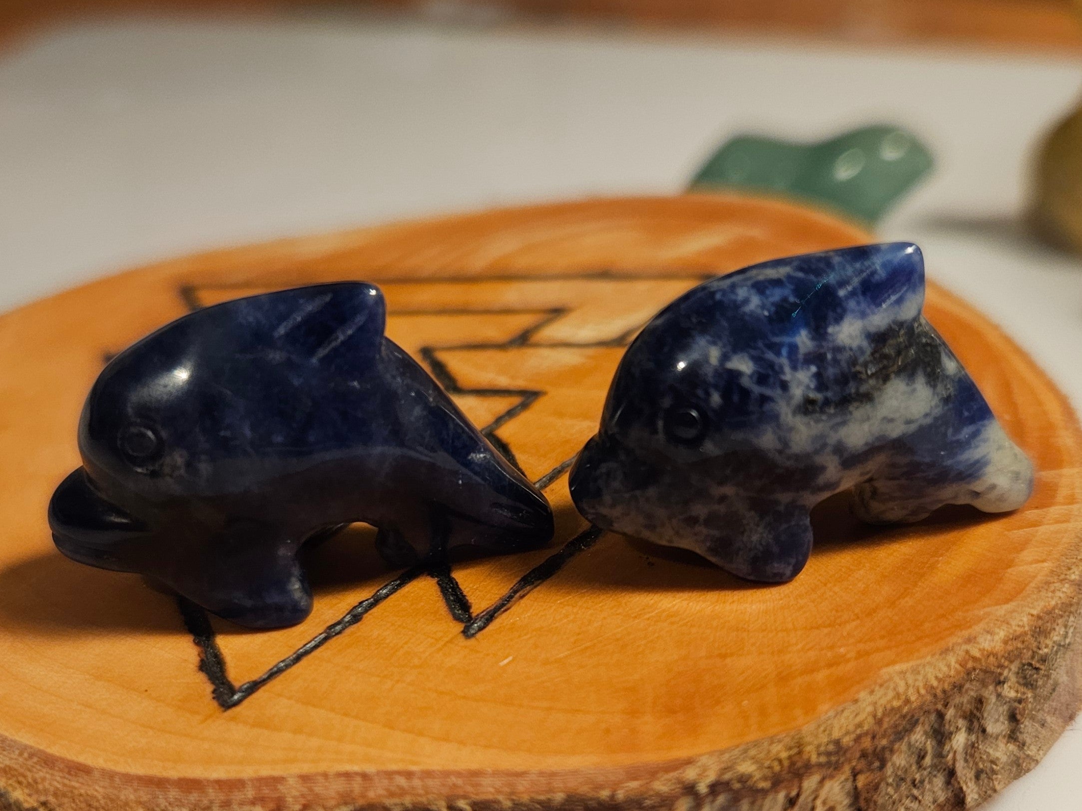 Two Lapis Lazuli dolphins