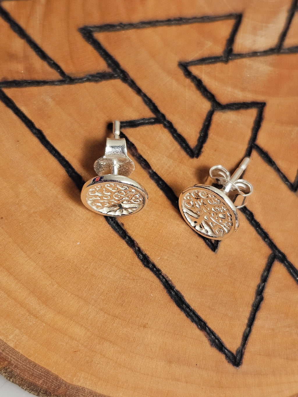 Sterling Silver Tree Of Life Stud Earrings