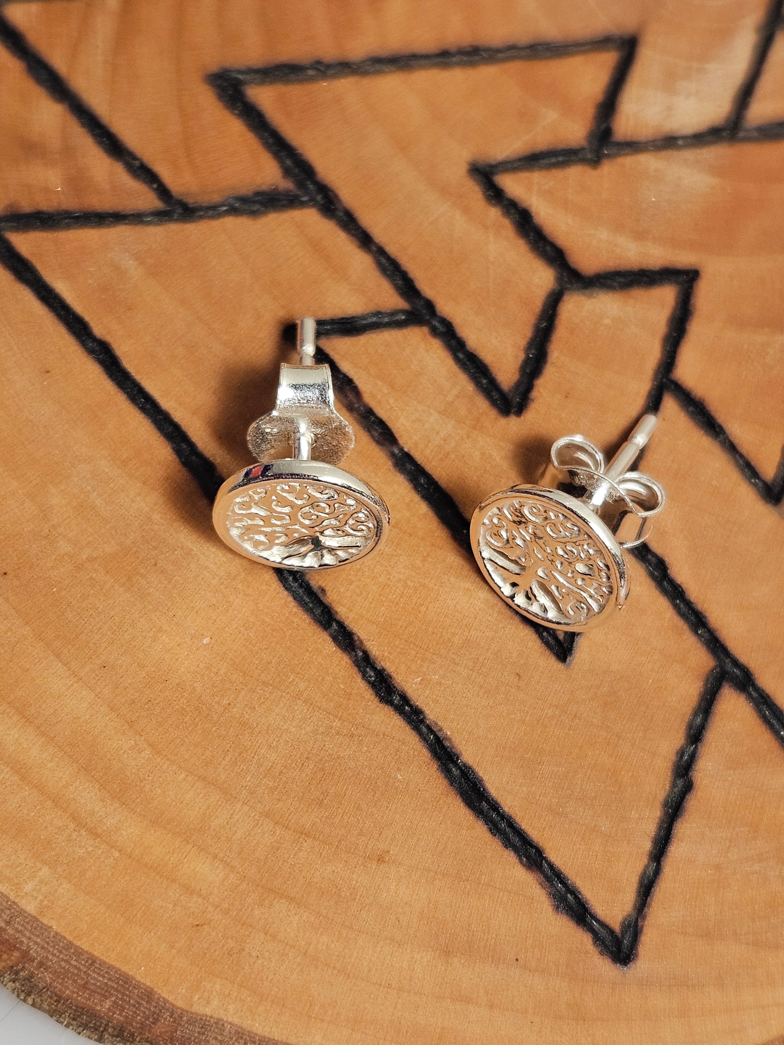 Sterling Silver Tree Of Life Stud Earrings