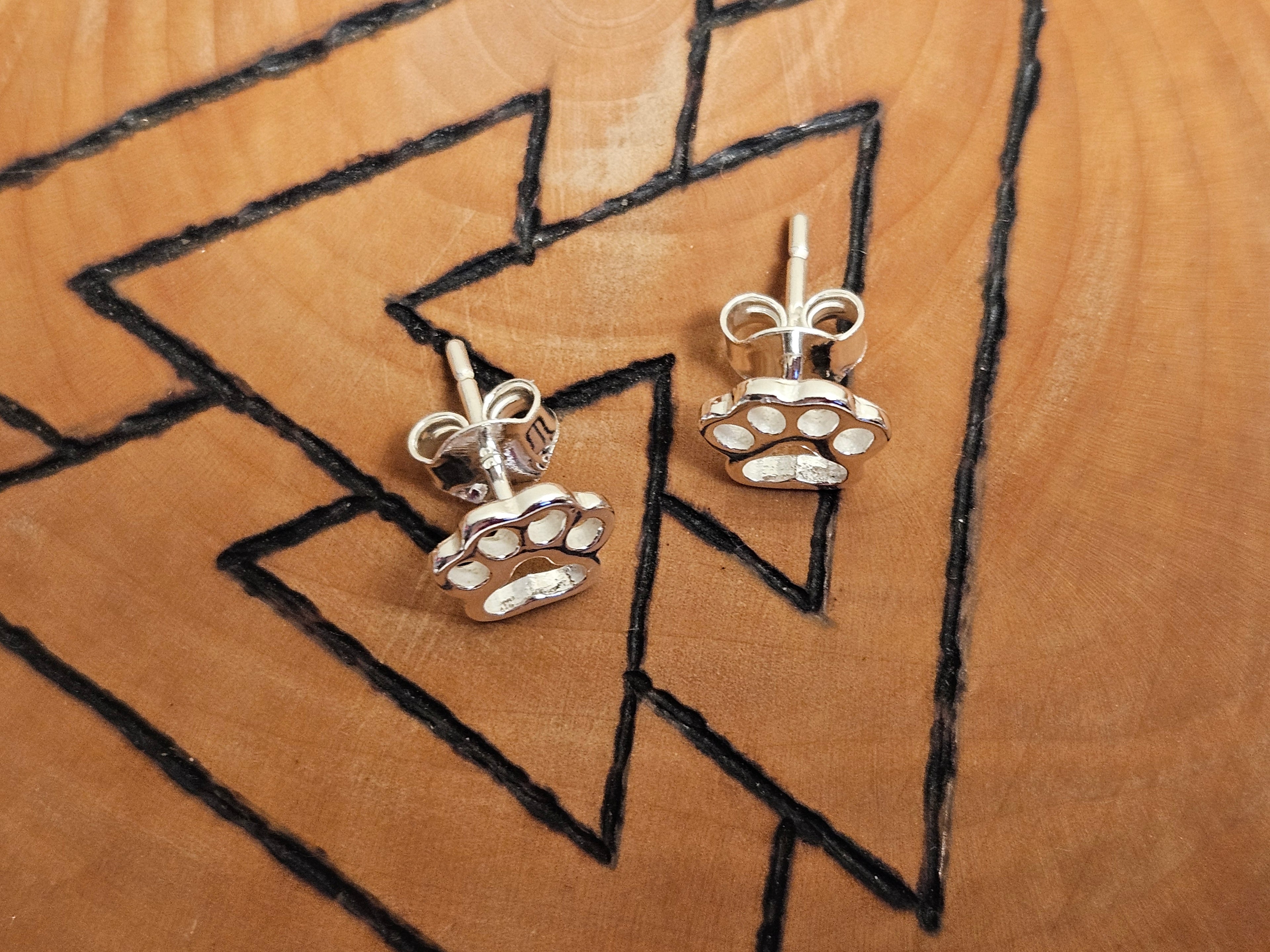 Sterling Silver Silhouette Paw Print Stud Earrings