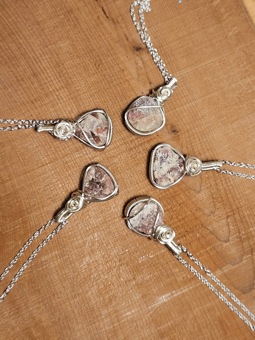 Rhodonite Wire Wrapped Necklace