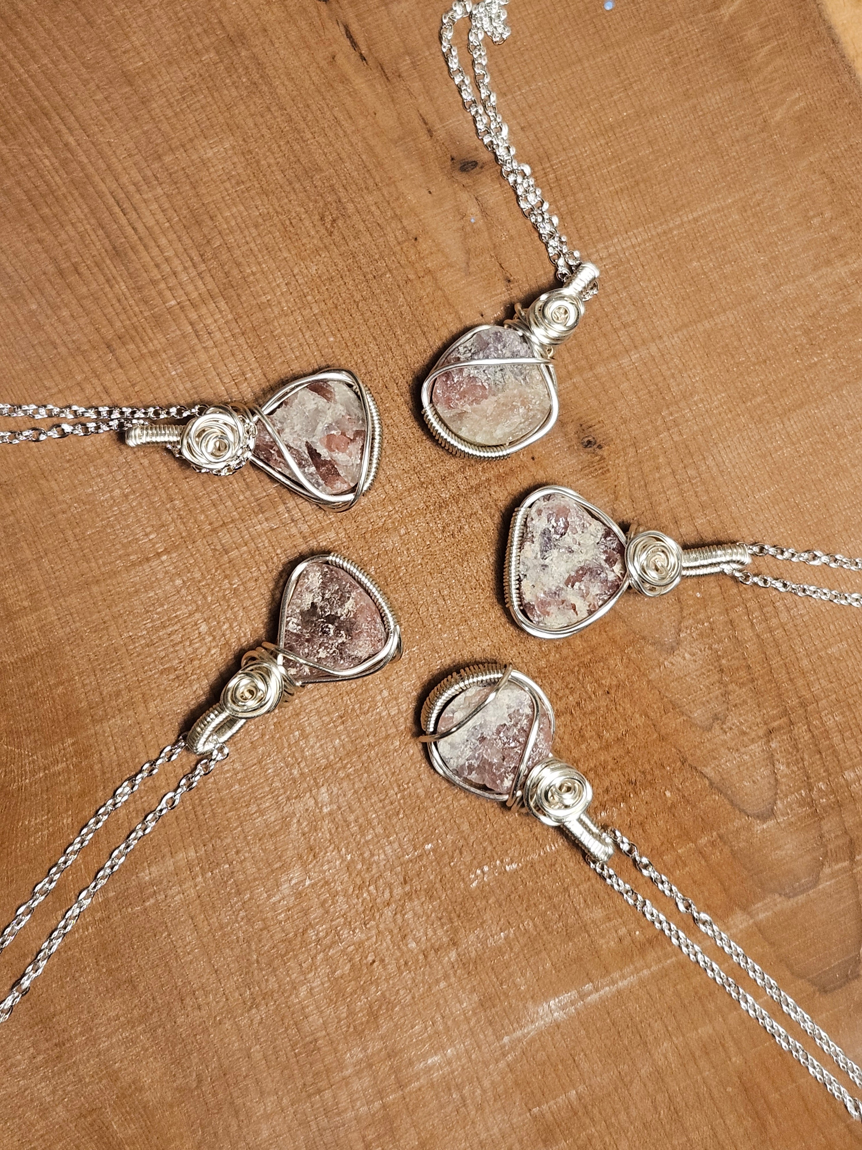 Rhodonite Wire Wrapped Necklace