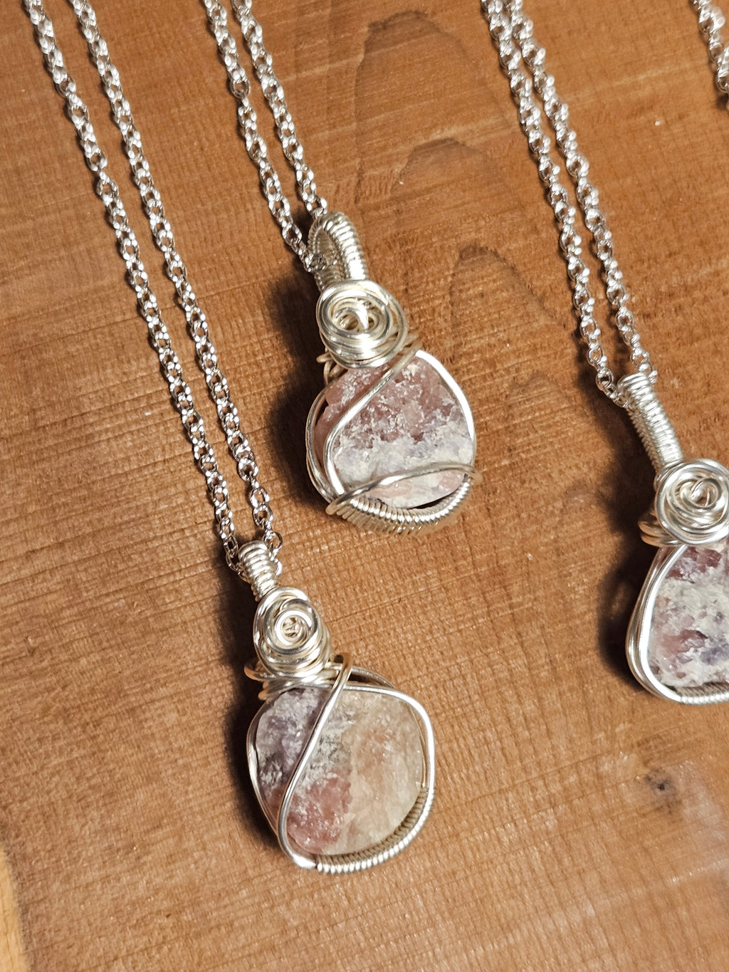 Rhodonite Wire Wrapped Necklace