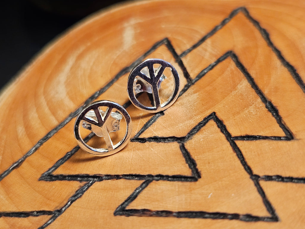 Sterling Silver Peace Stud Earrings