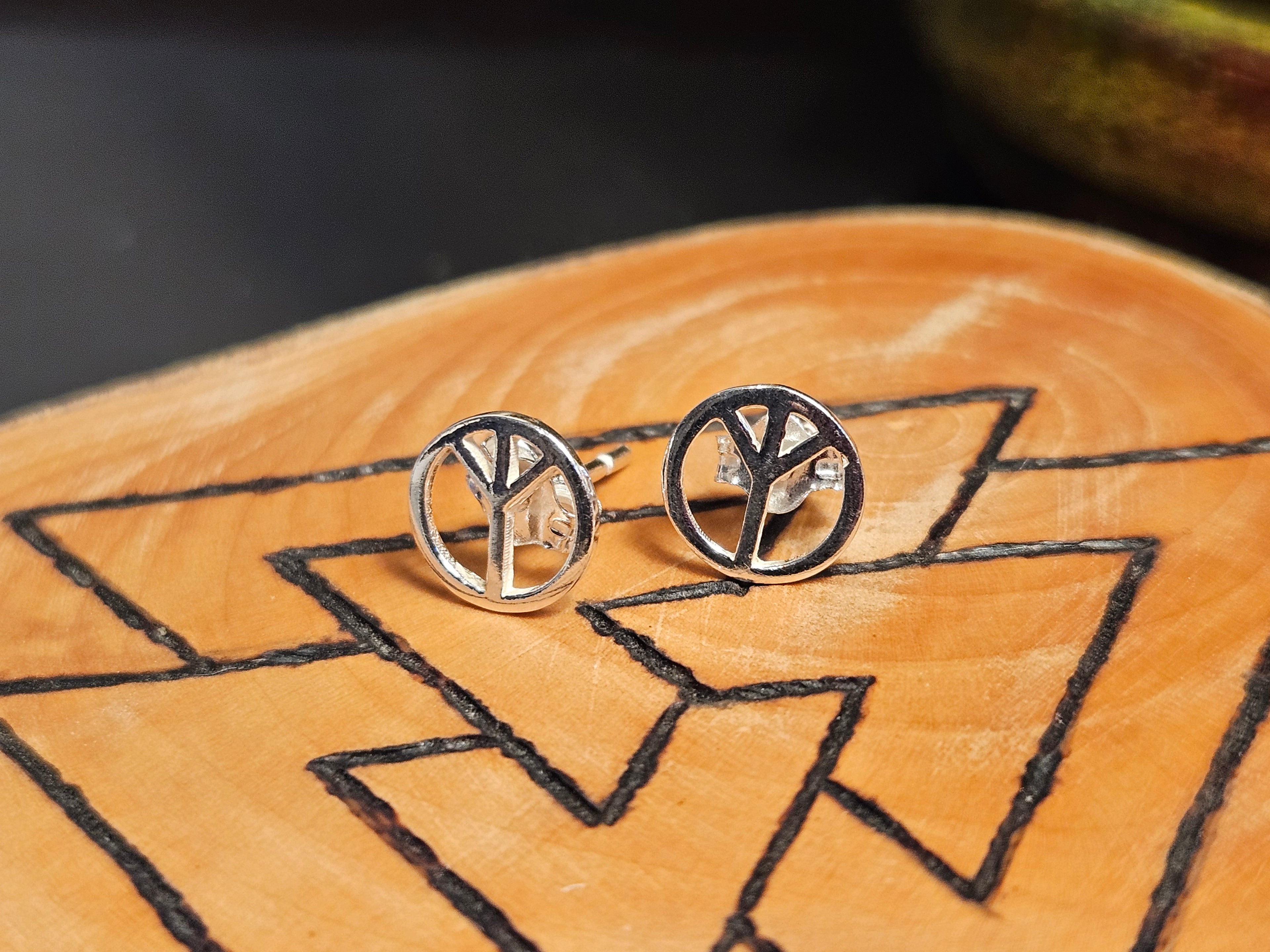 Sterling Silver Peace Stud Earrings