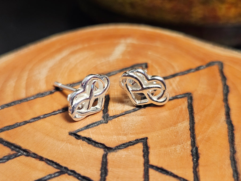Sterling Silver Infinity Heart Stud Earrings