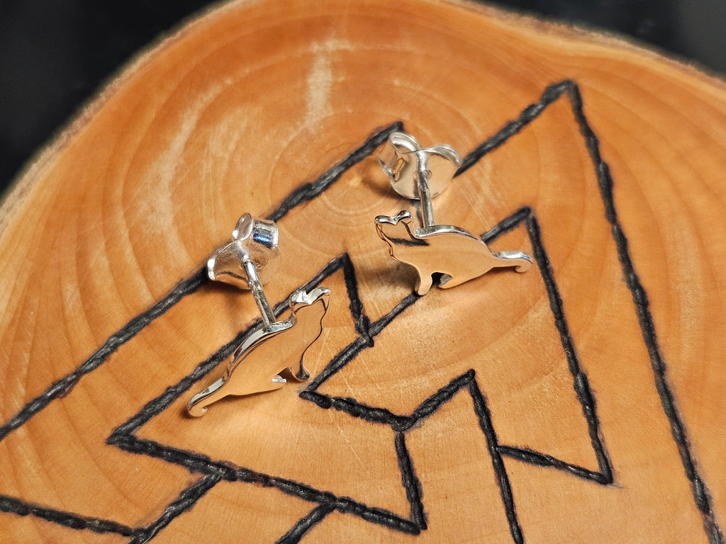 Sterling Silver Cat Stud Earrings