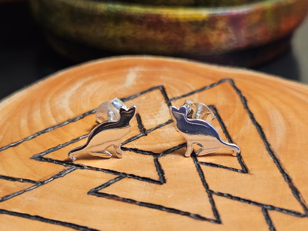 Sterling Silver Cat Stud Earrings