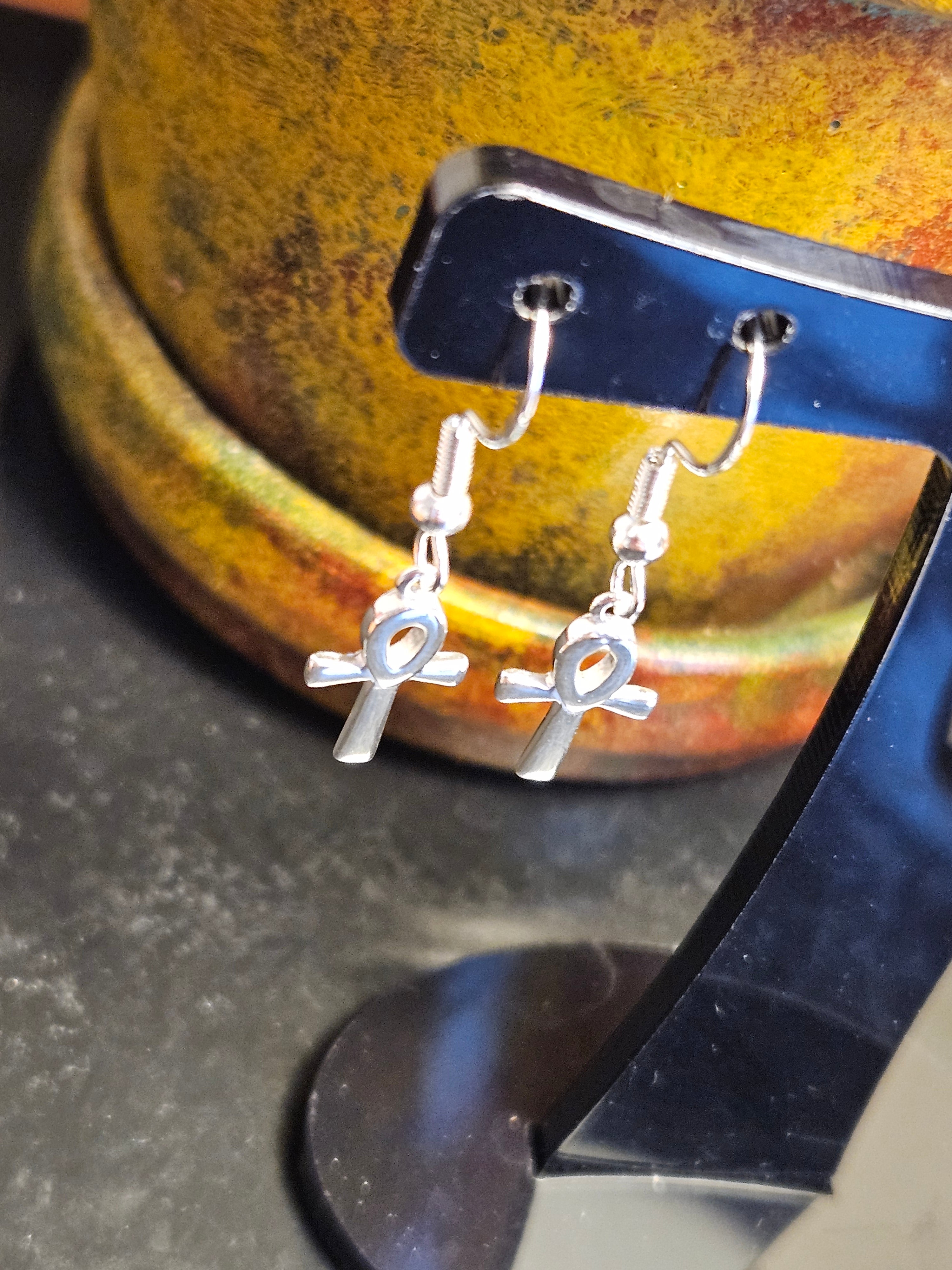 Sterling Silver Ankh Earrings