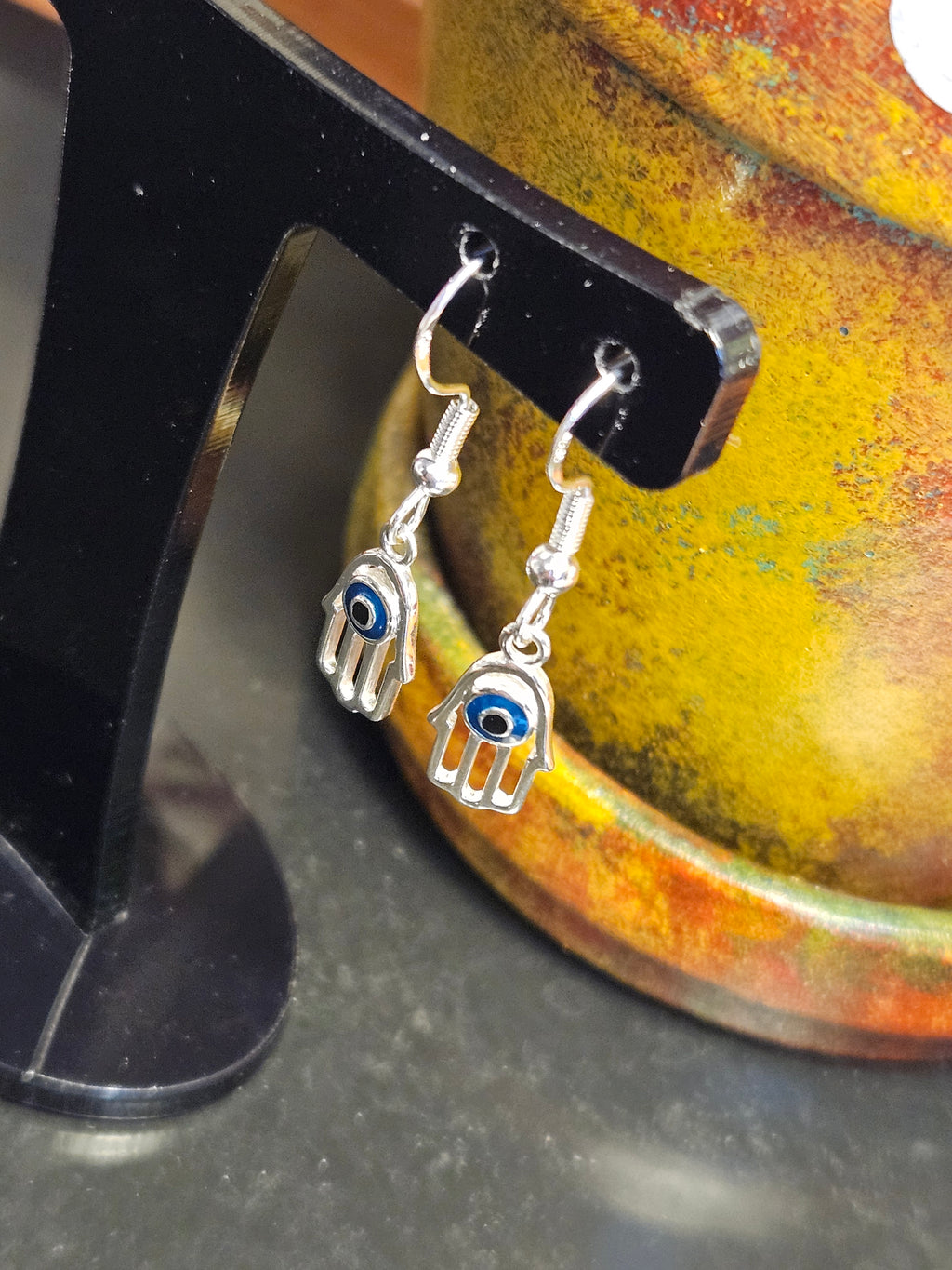 Sterling Silver Hand Of Hamsa Earrings