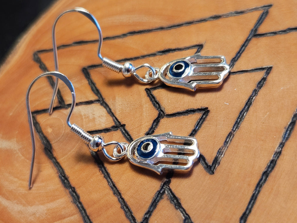 Sterling Silver Hand Of Hamsa Earrings
