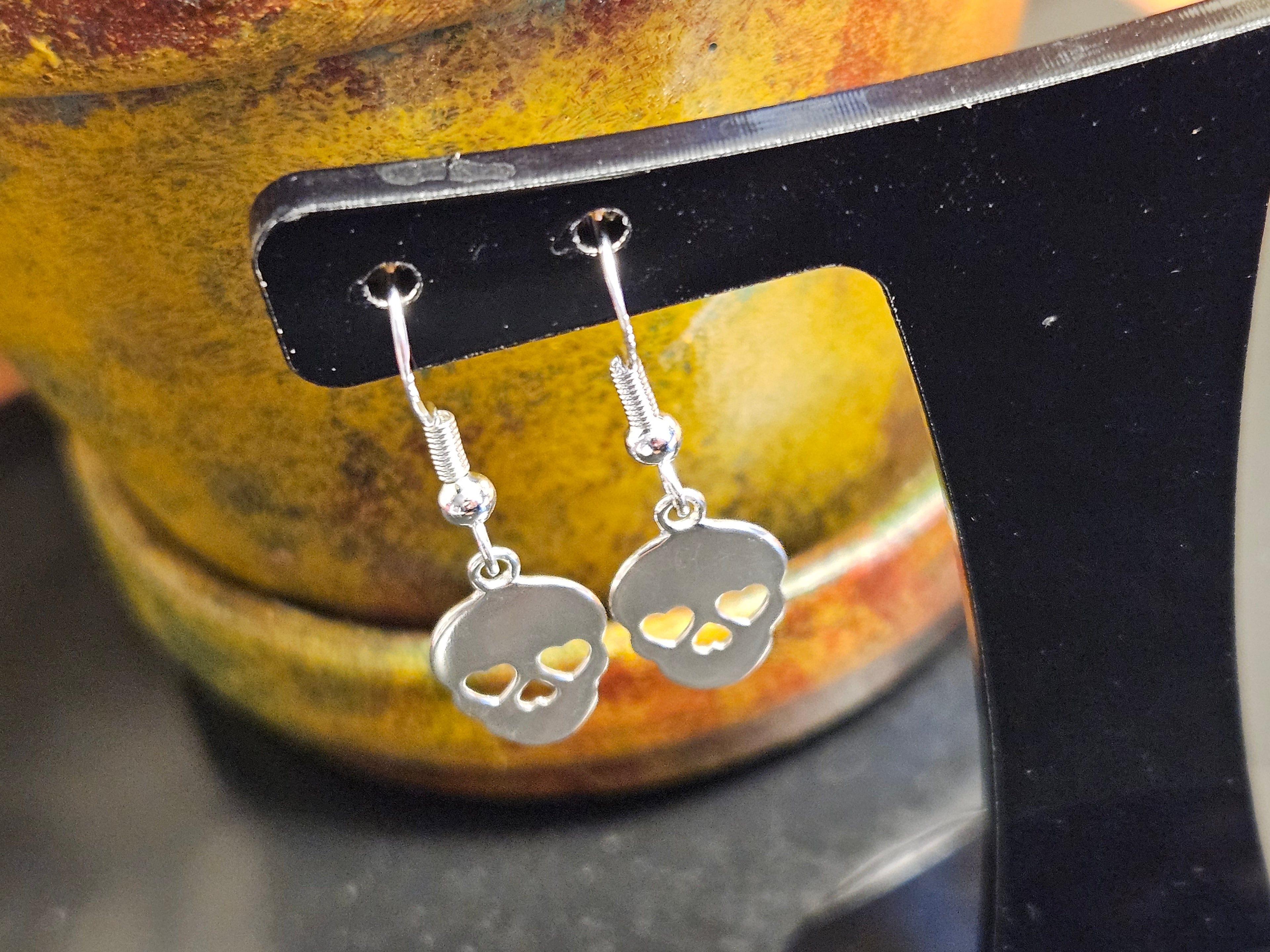 Sterling Silver Sugar Skull Earrings