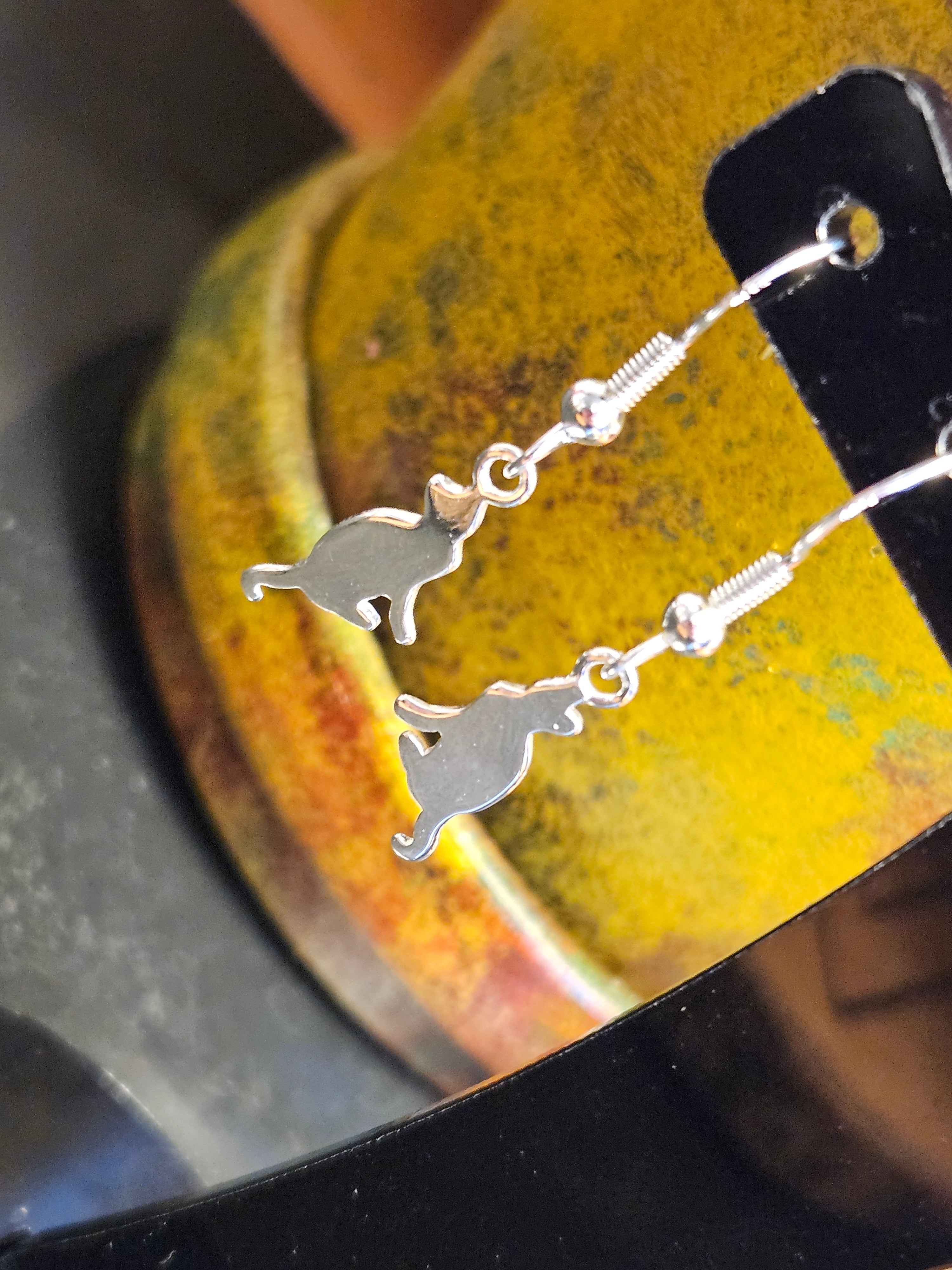 Sterling Silver Cat Earrings