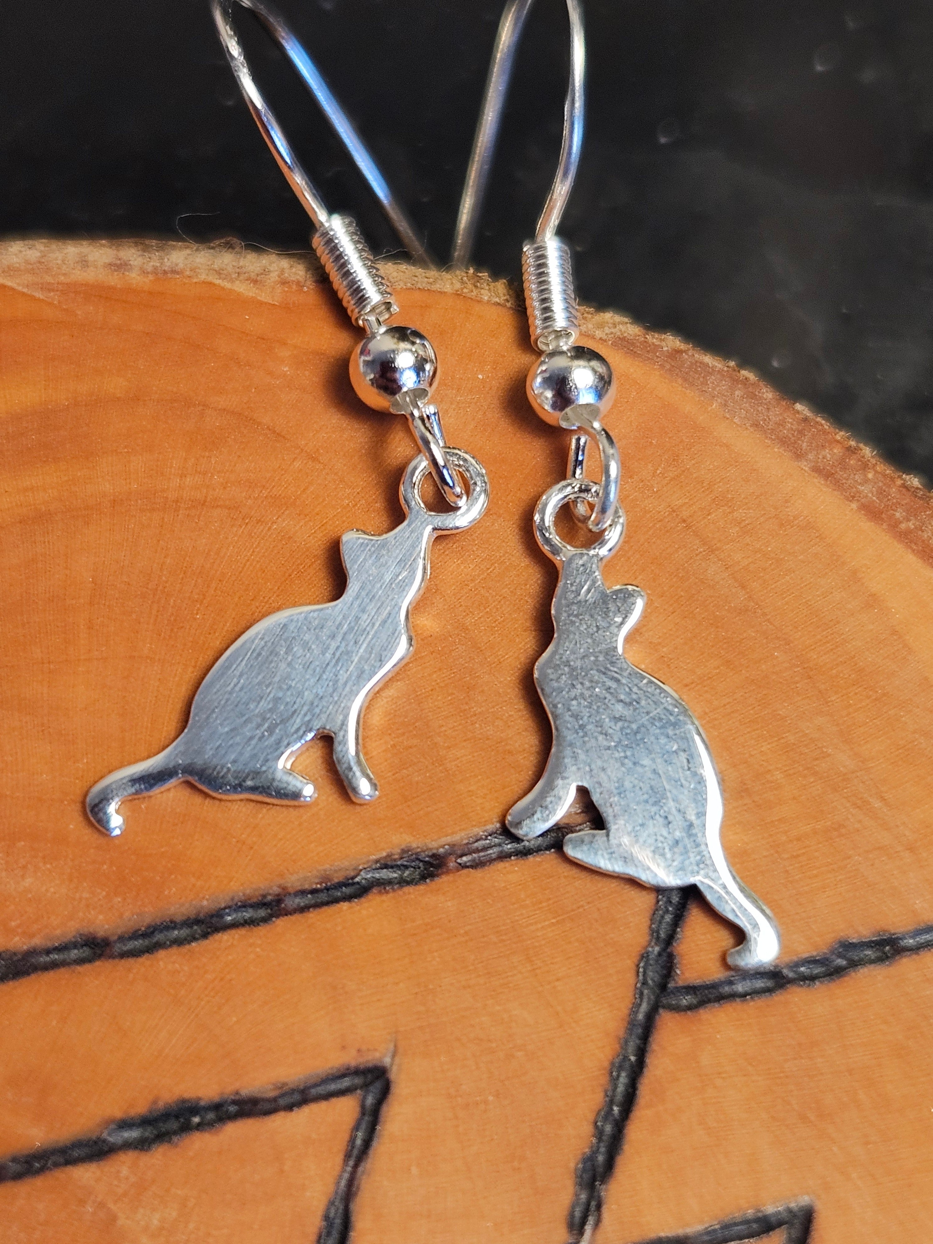 Sterling Silver Cat Earrings