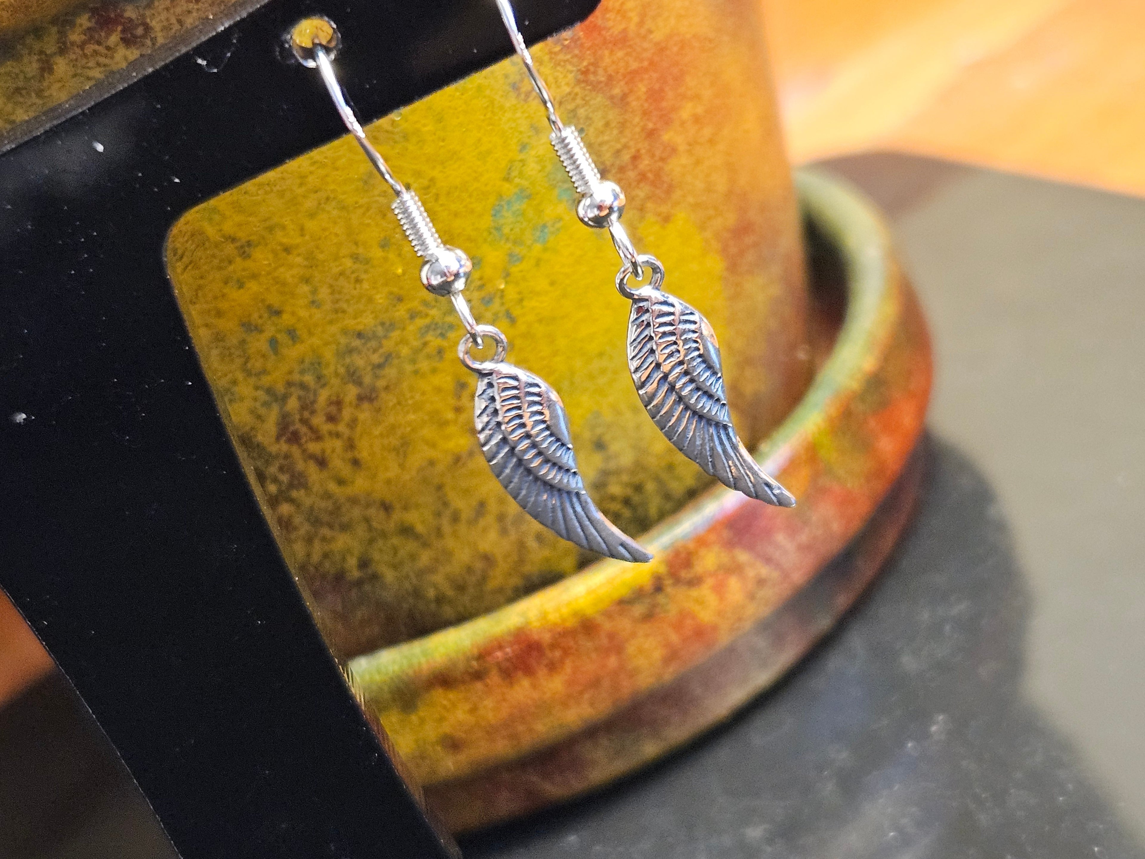 Sterling Silver Angel Wing Earrings