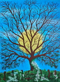 Beltane Blue - artwork depicting a tree in front of a bright blue sky