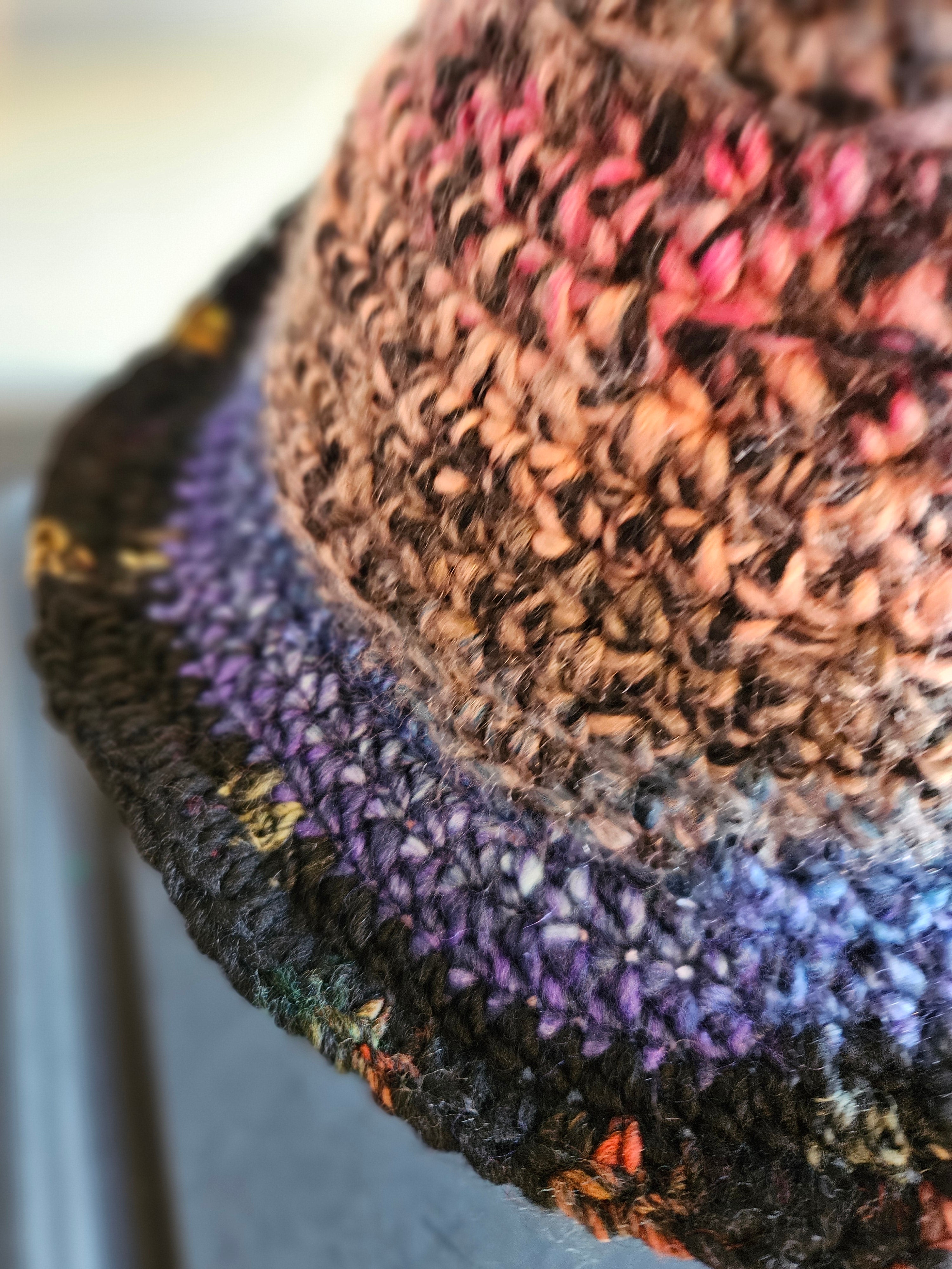Crochet Stumy Witch Hat - Orange And Black