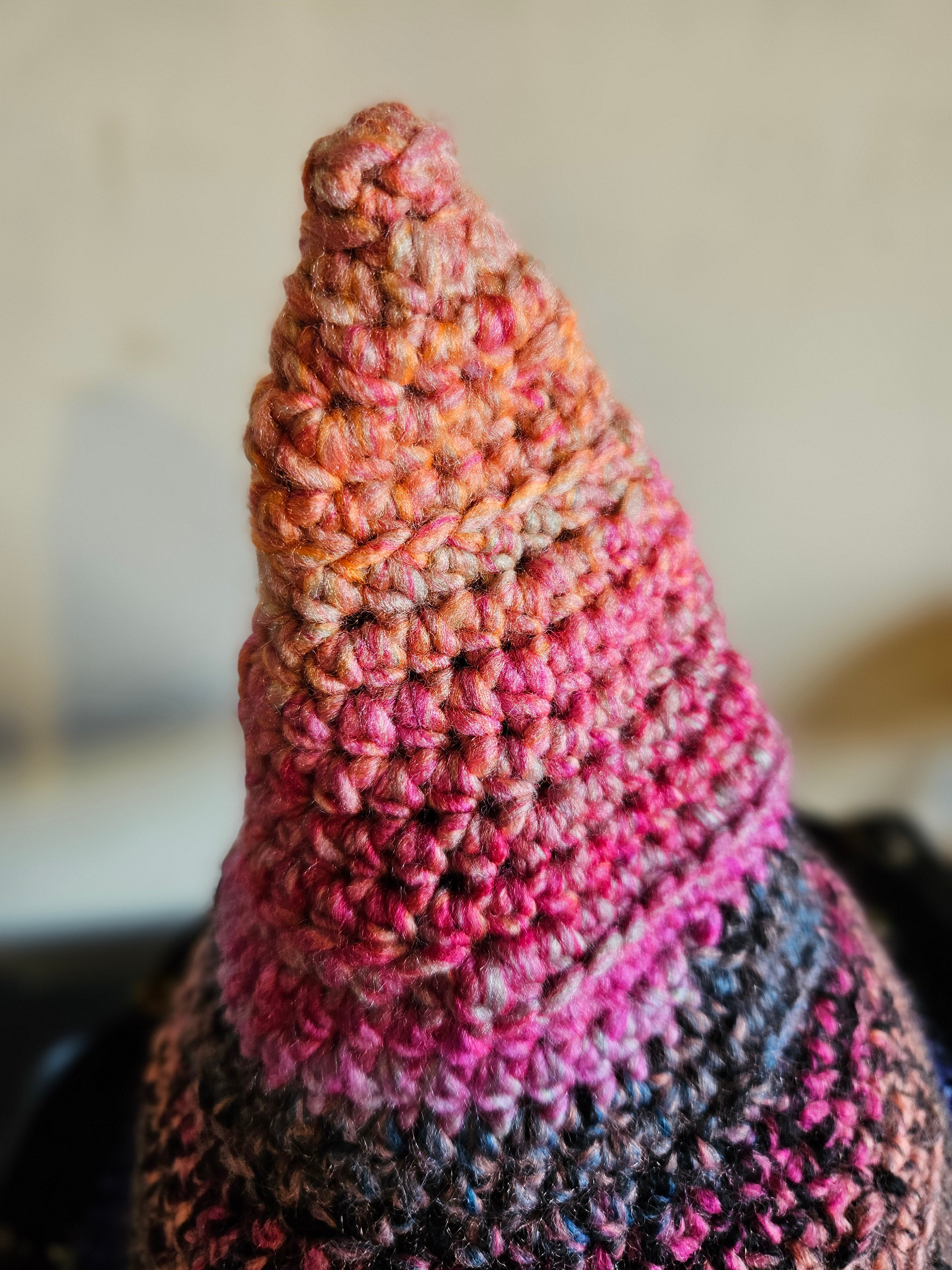 Crochet Stumy Witch Hat - Orange And Black