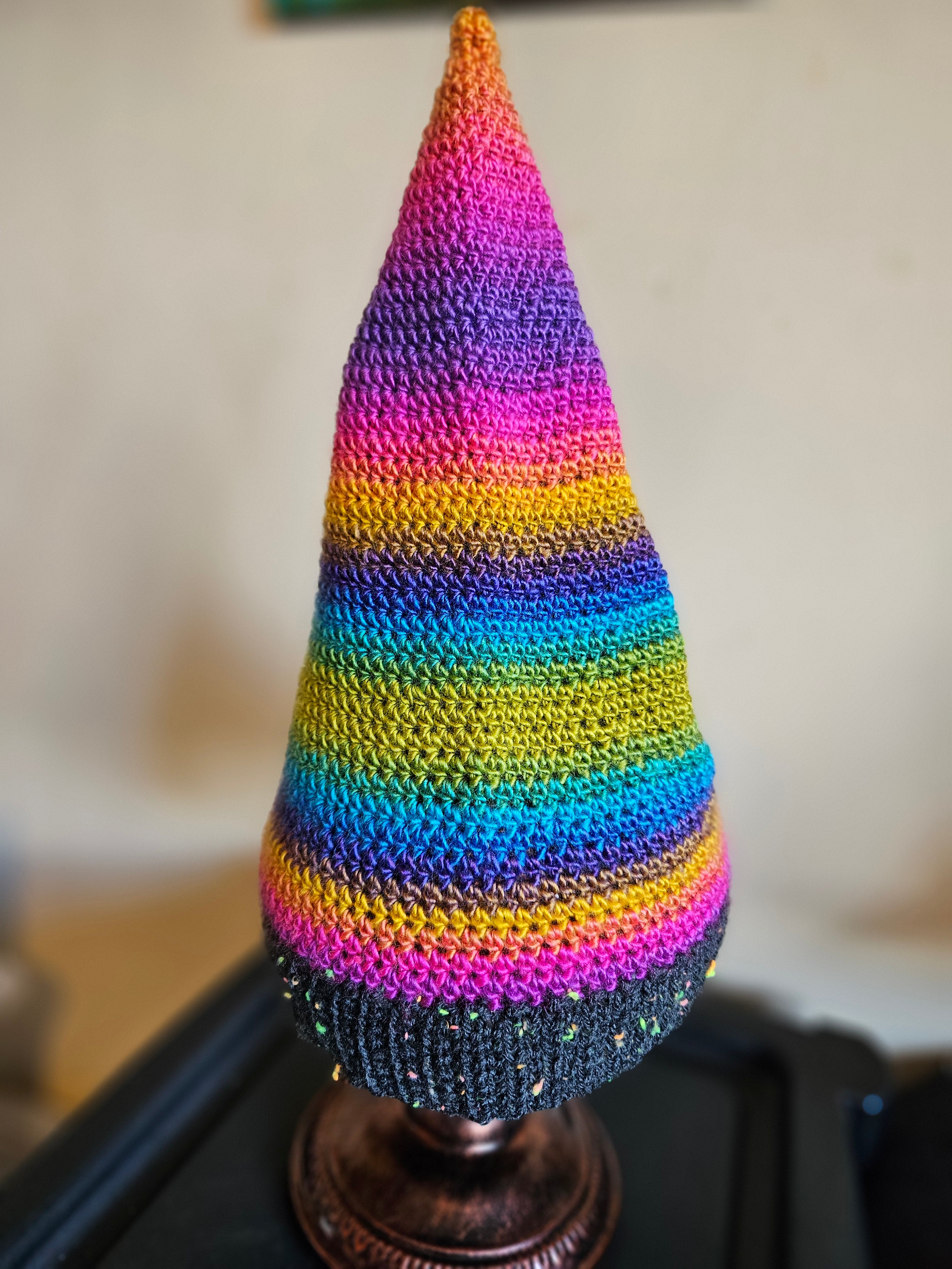 Crochet Elf Beanie - Rainbow