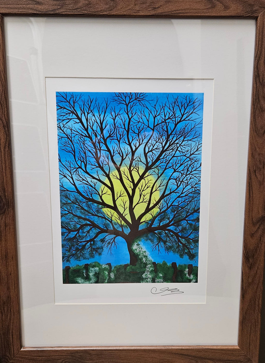 Beltane Blue in walnut frame