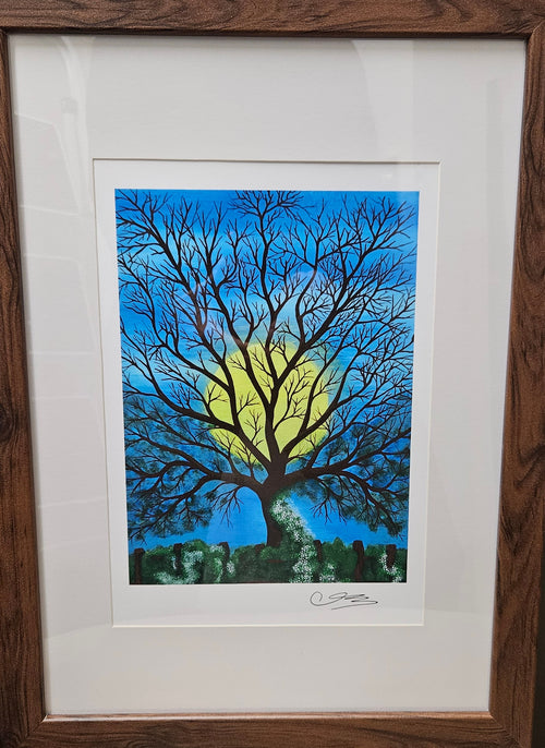 Beltane Blue in walnut frame