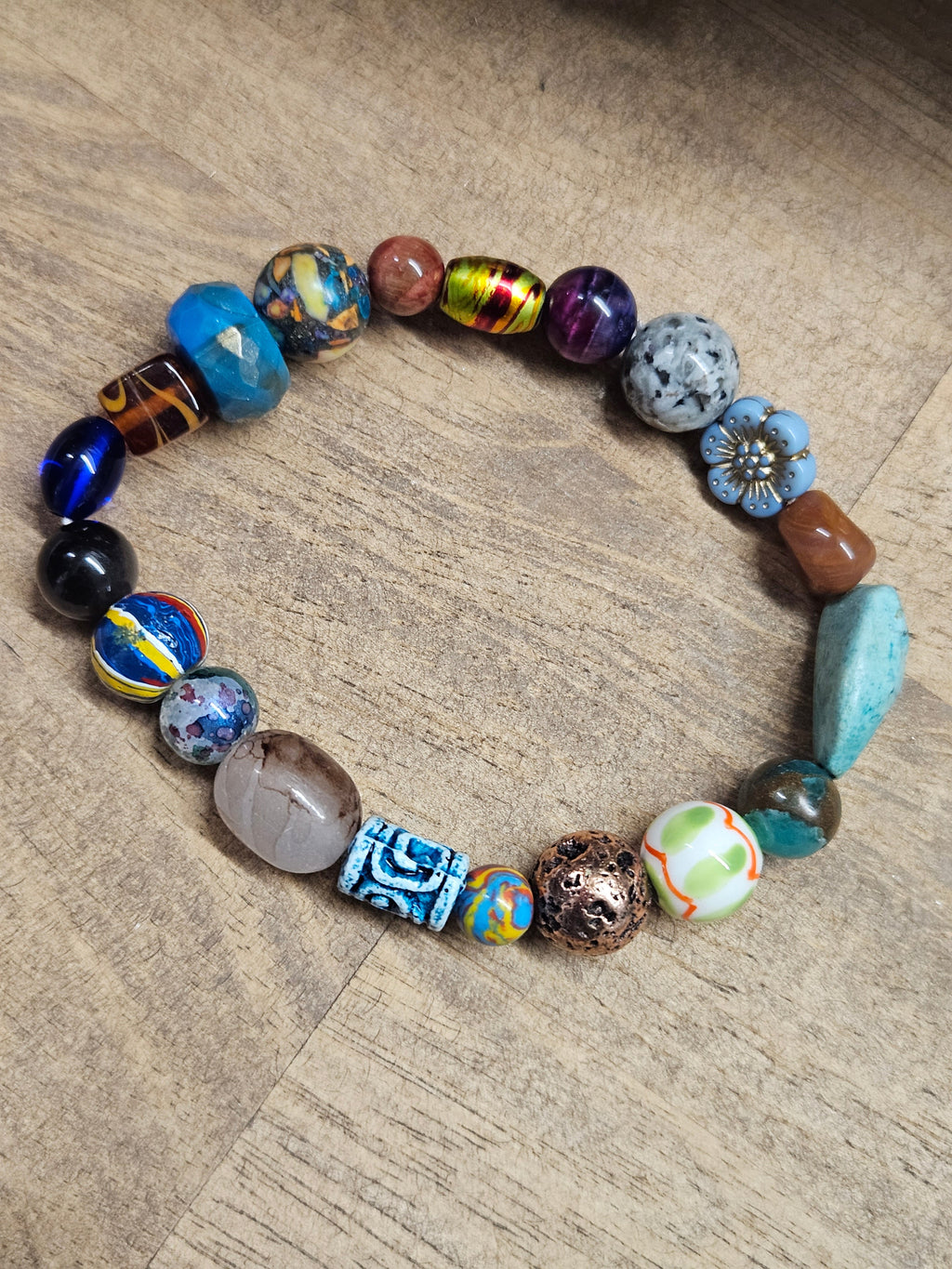 Boho bracelet with blue beads