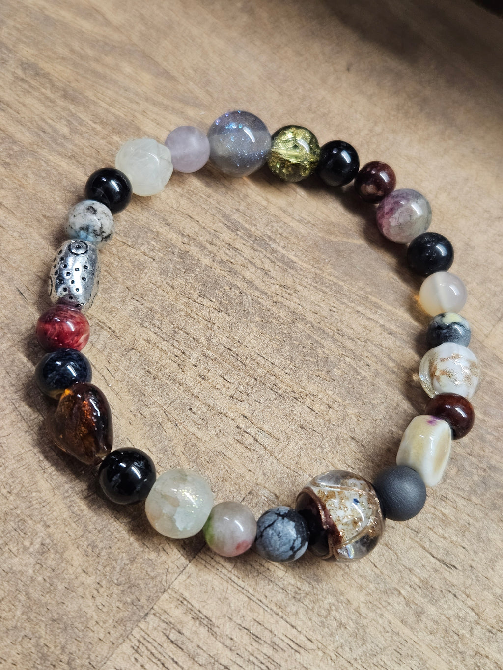 Boho bracelet in cool earthy colours