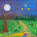 '13' Artwork by Jewel Of Noo depicting a trippy forest by moonlight