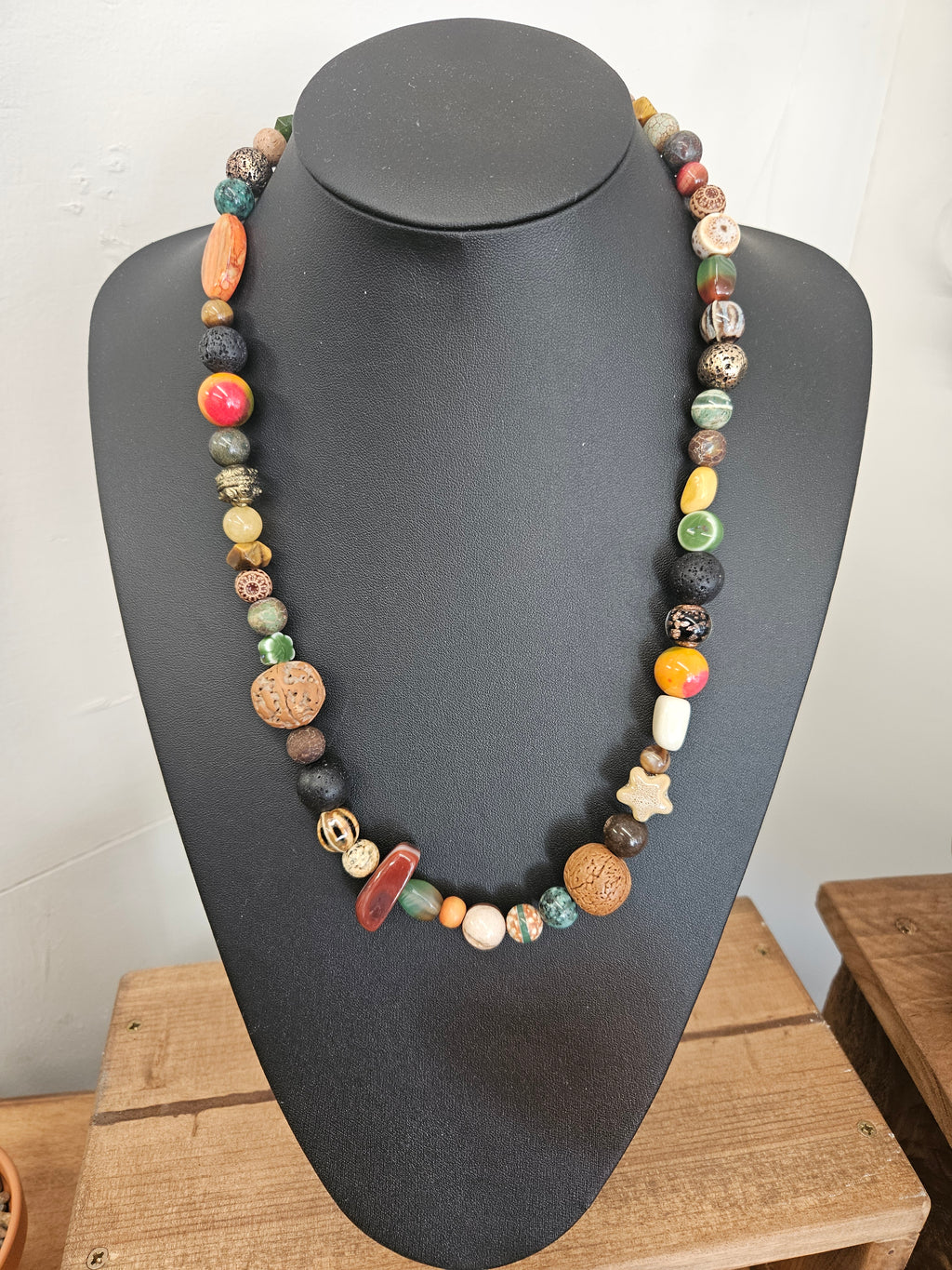 Bohemian Beaded Necklace | Stone, Glass, Wood & Nut Beads