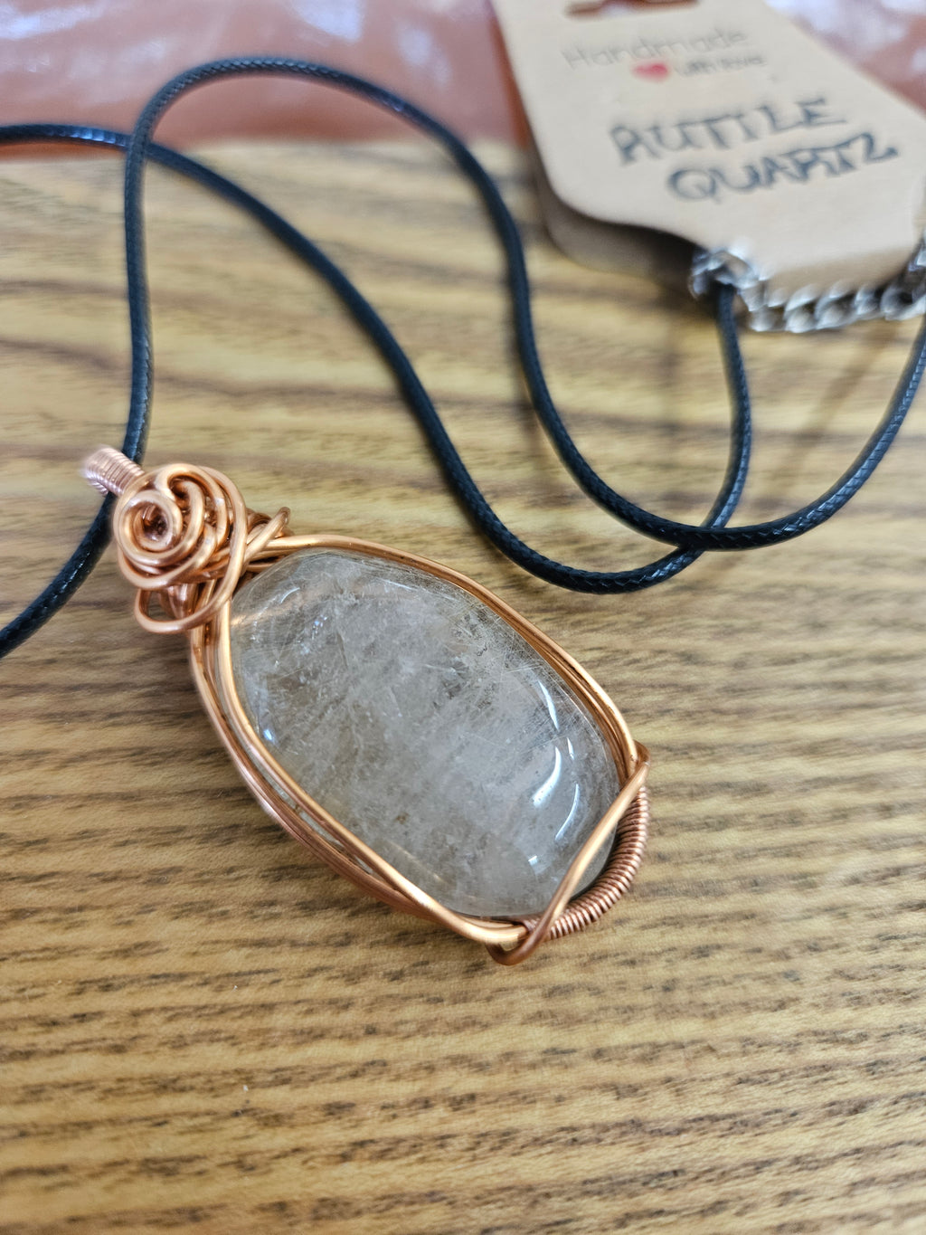 Rutile Quartz Wire Wrapped Pendant Necklace