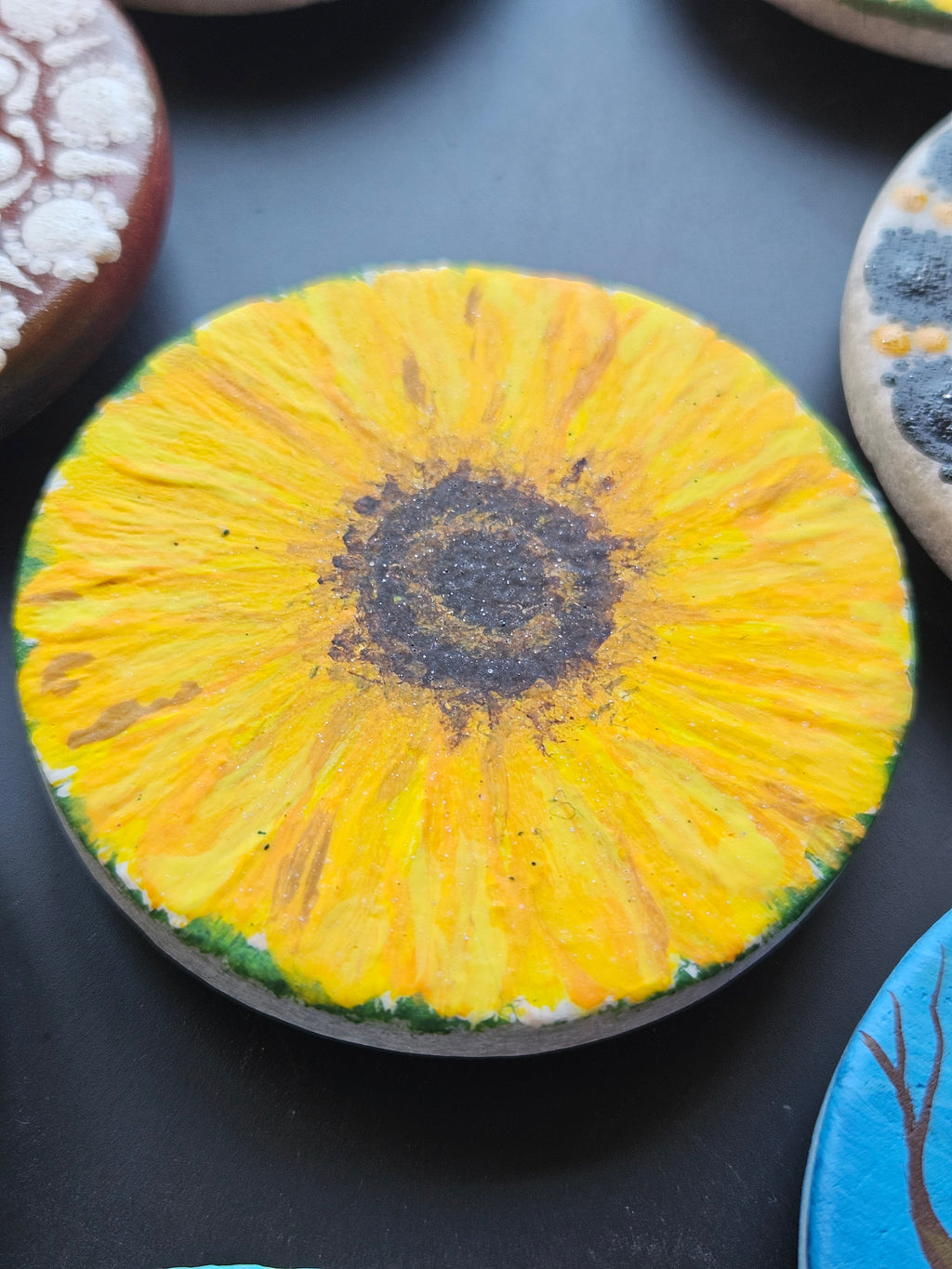Handpainted Sunflower Ceramic Magnets