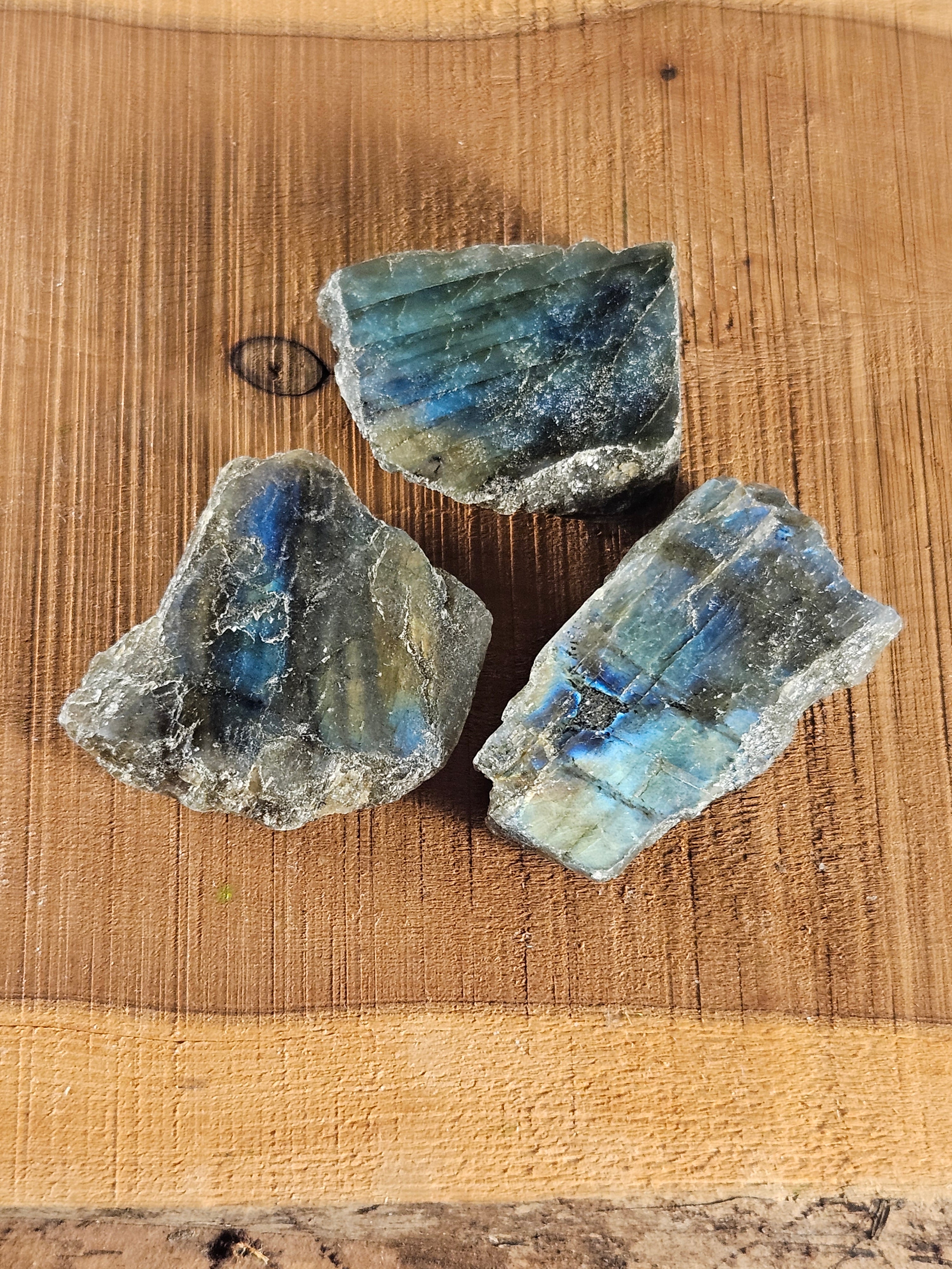 Three pieces of top polished Labradorite