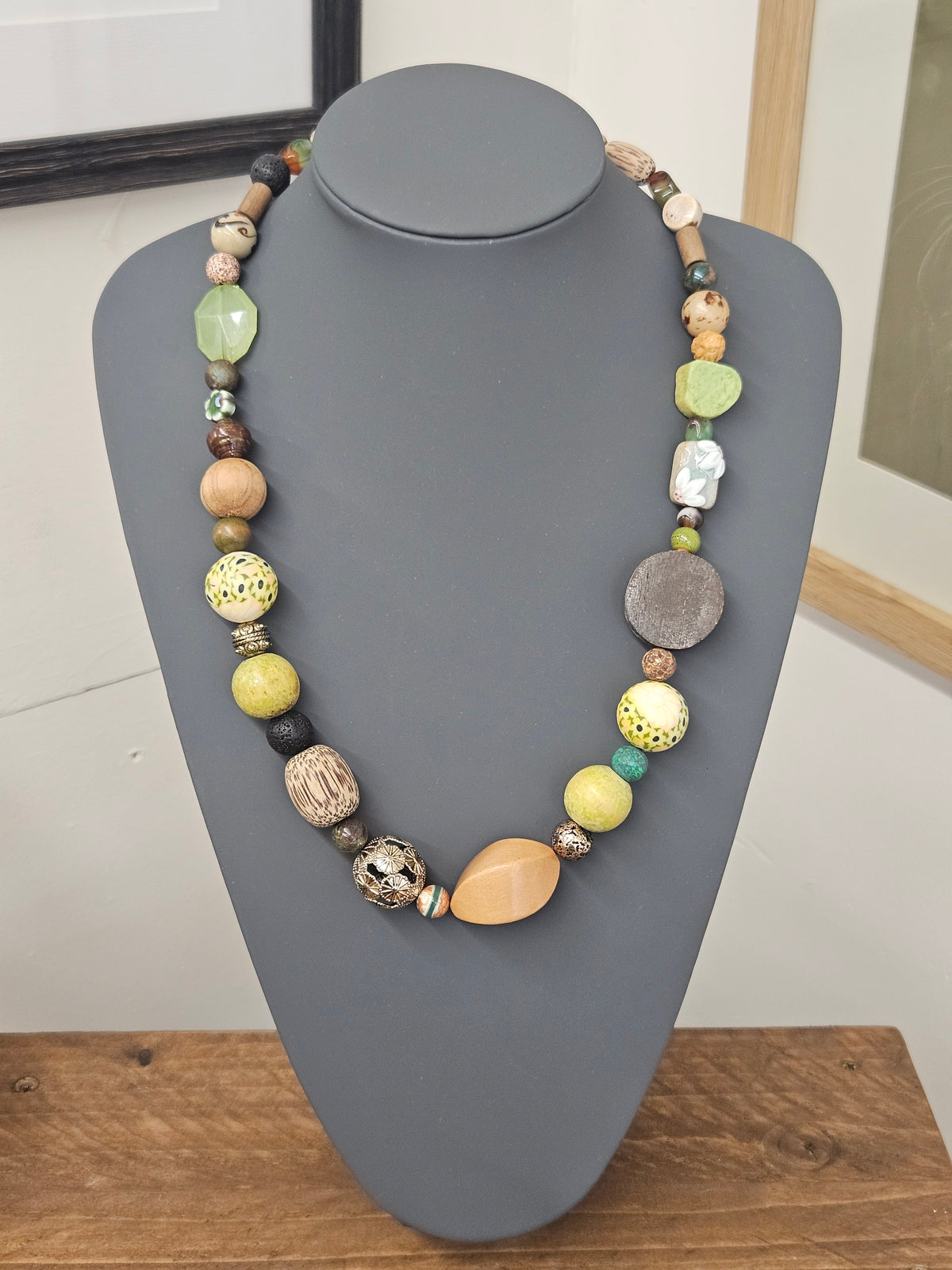 Bohemian Beaded Necklace | Stone, Glass, Wood & Nut Beads