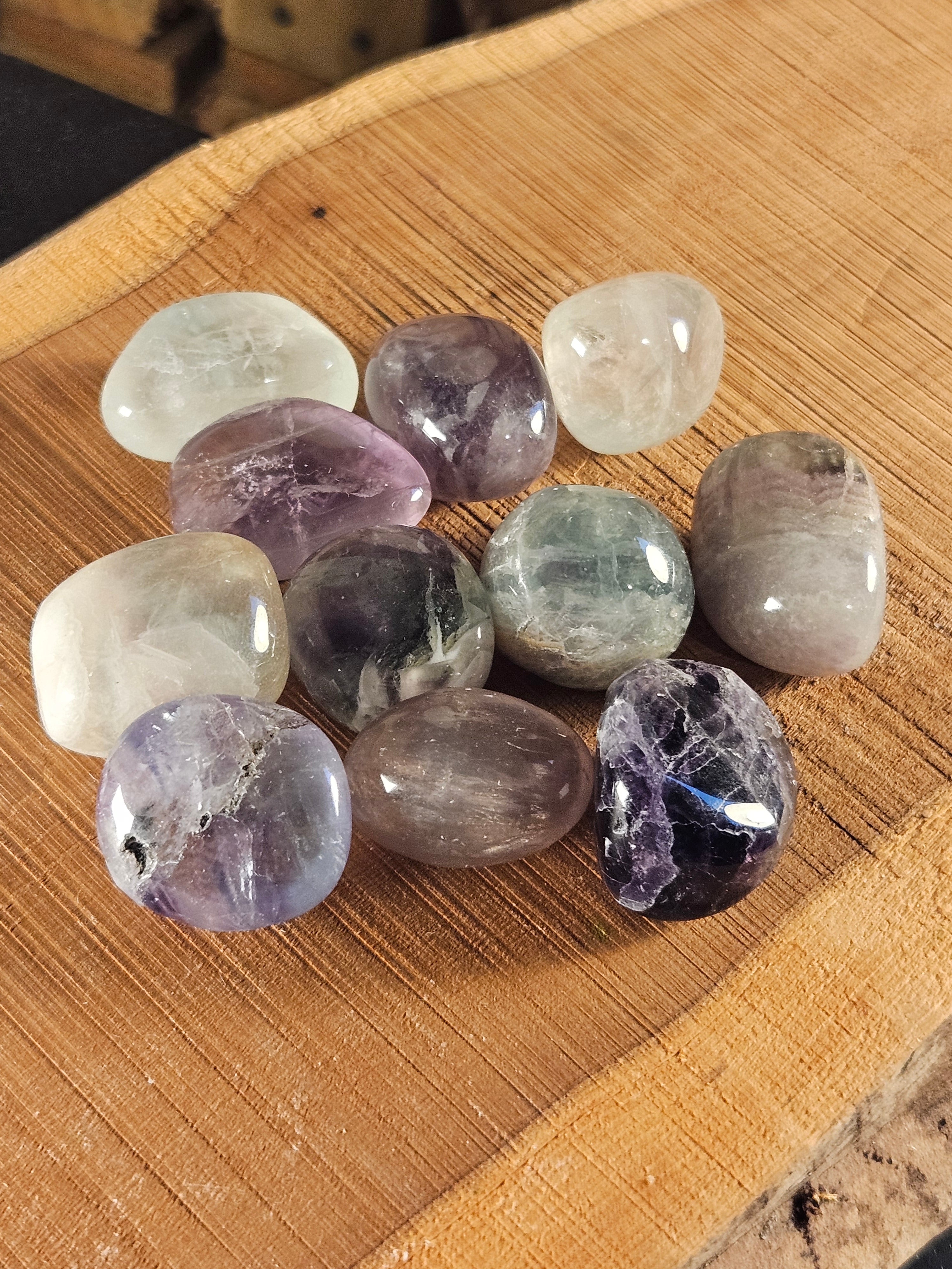 Fluorite tumble stones