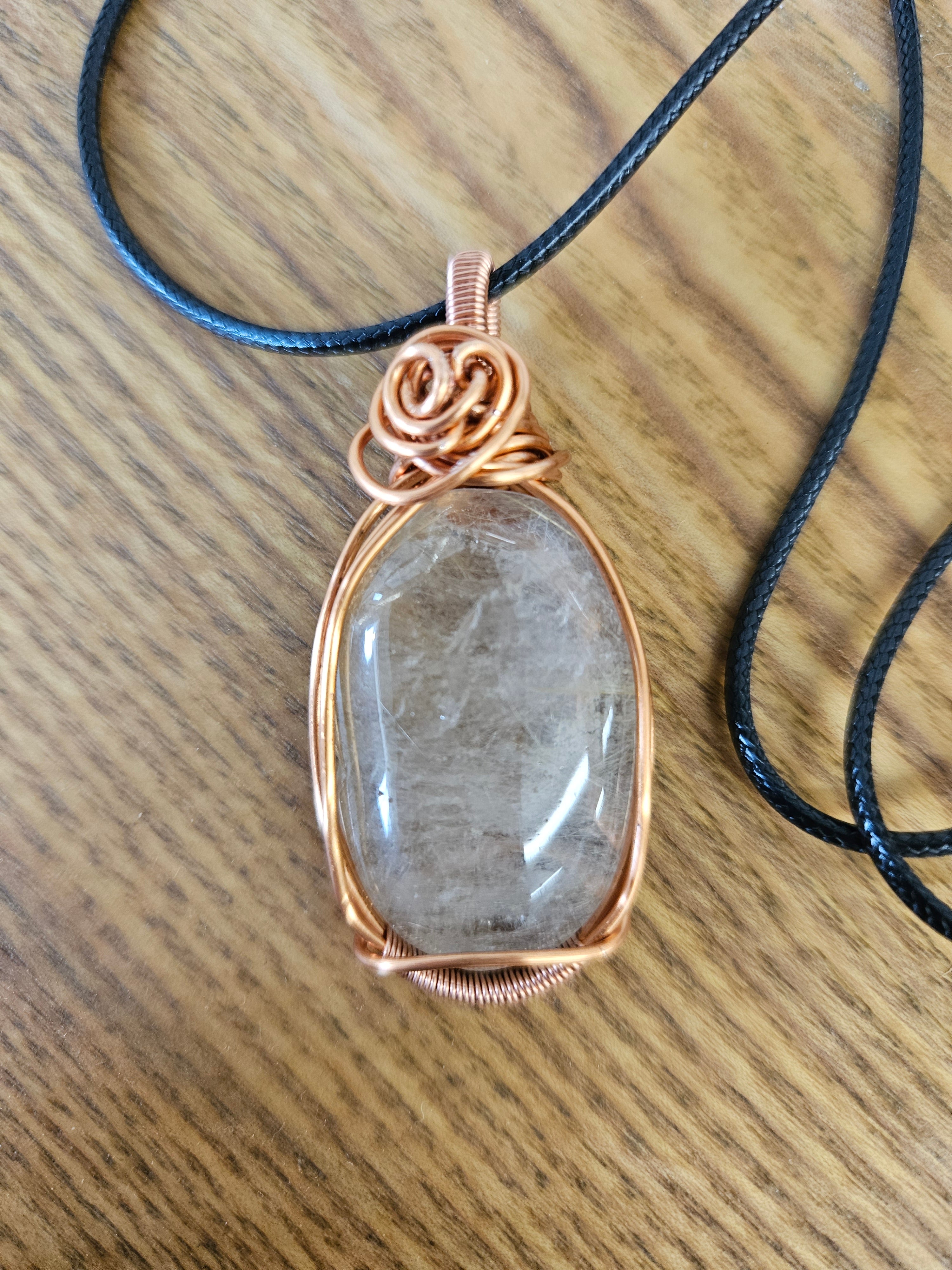 Rutile Quartz Wire Wrapped Pendant Necklace