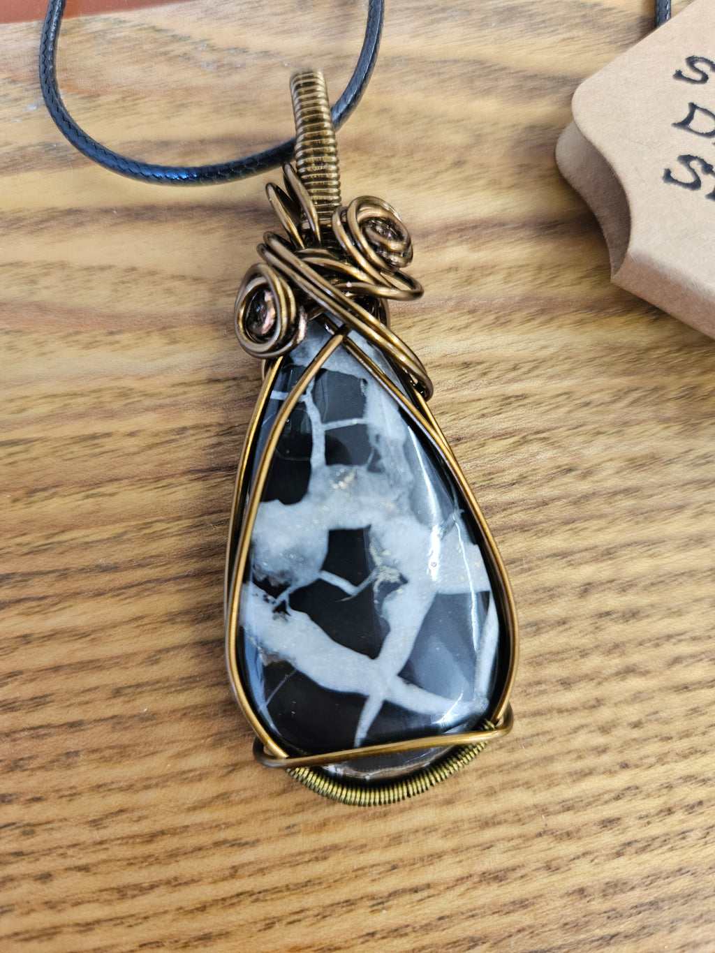 Septarian Dragon Stone Wire Wrapped Pendant Necklace