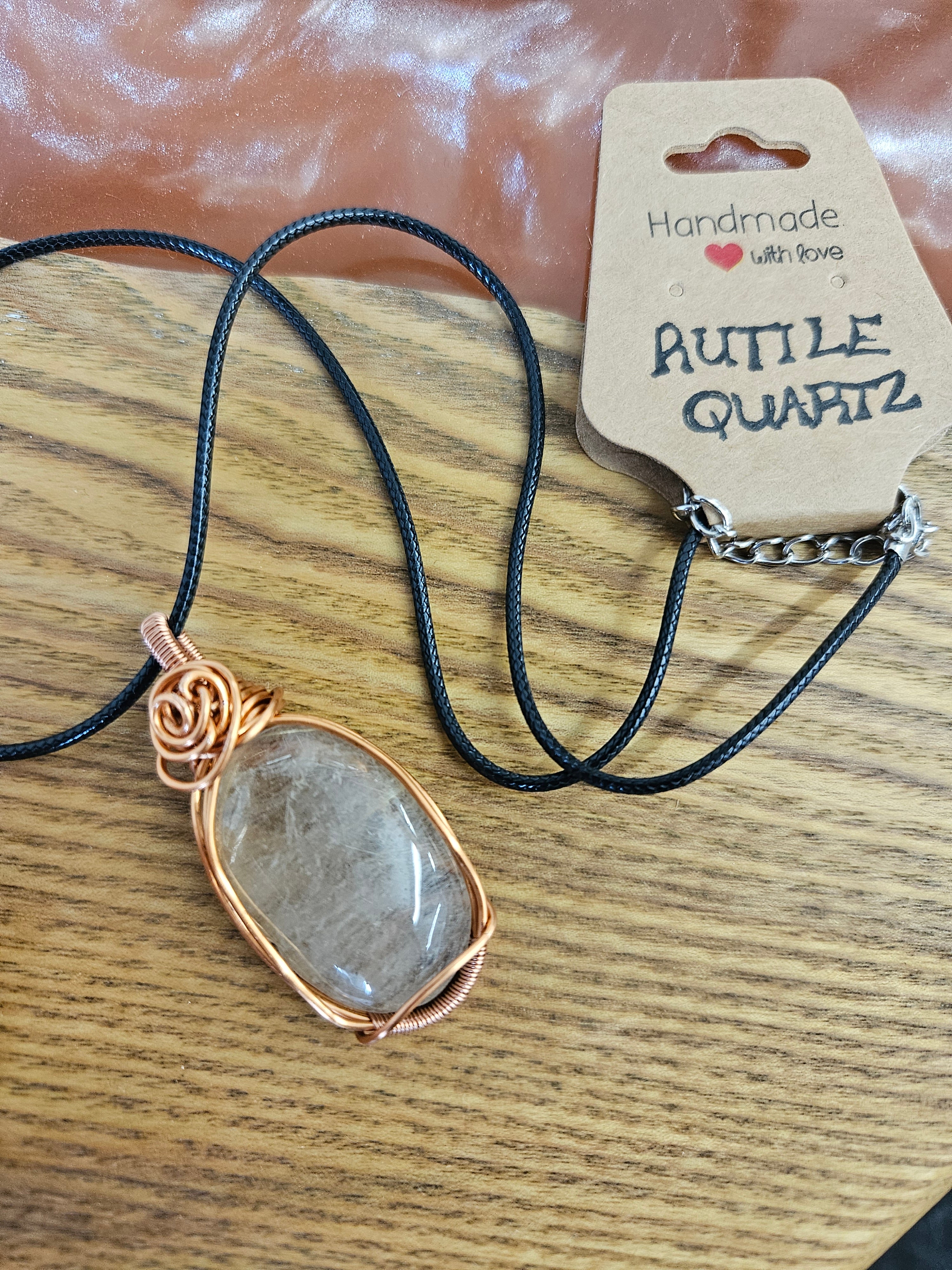 Rutile Quartz wire wrapped pendant necklace