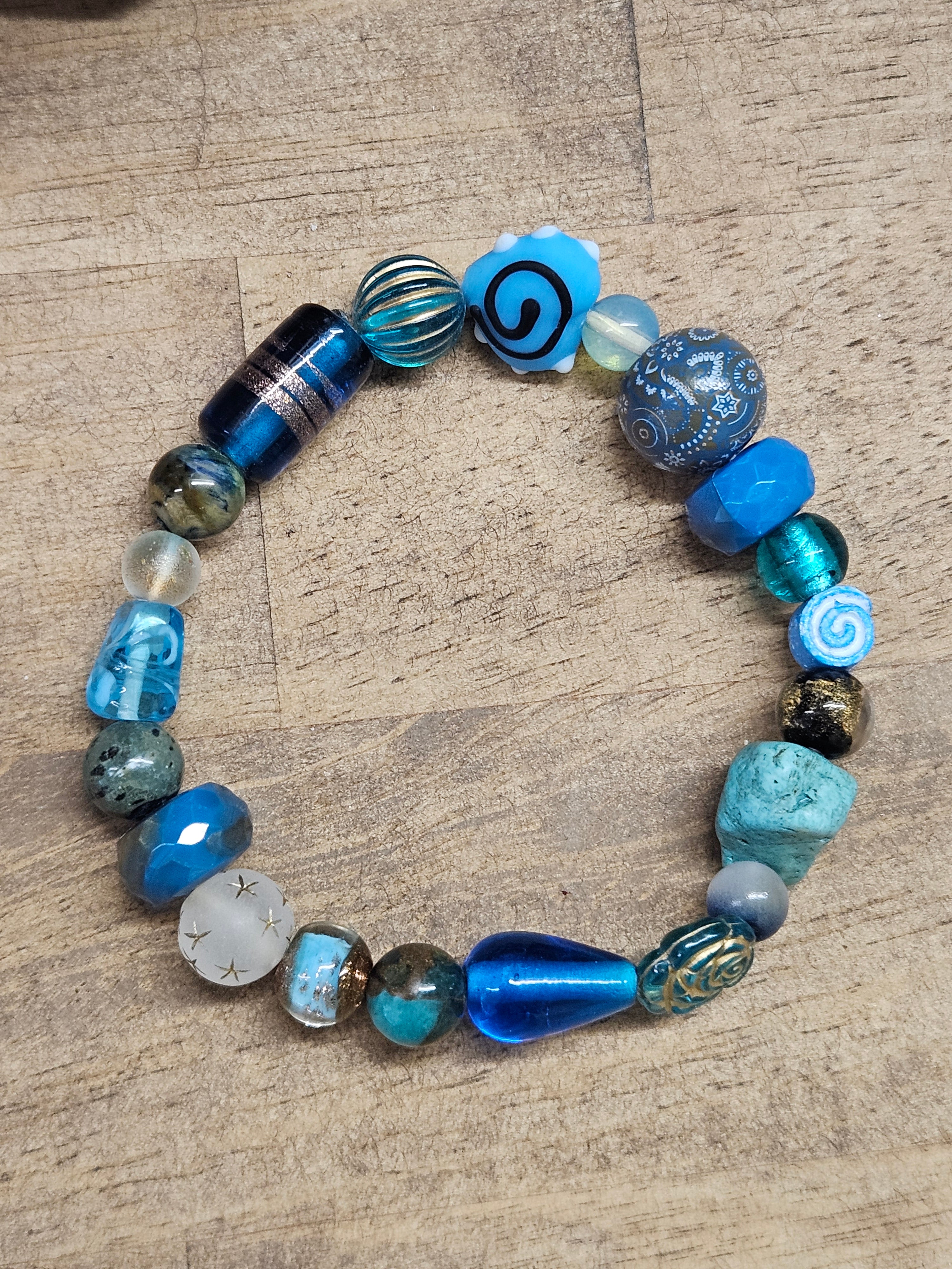 Blue mixed bead brcelet