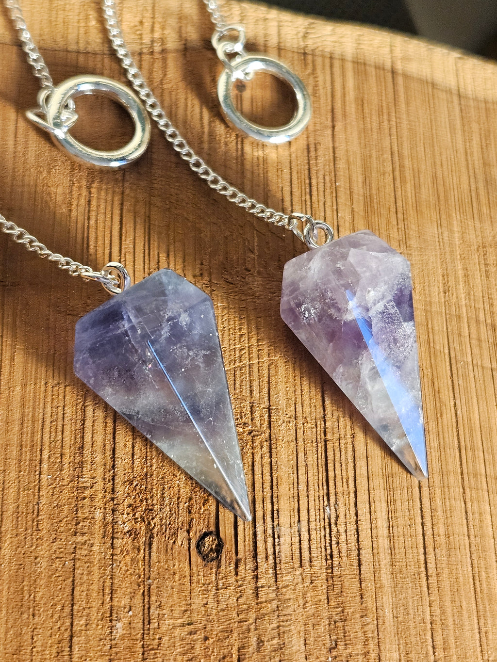 Two Fluorite pendulums