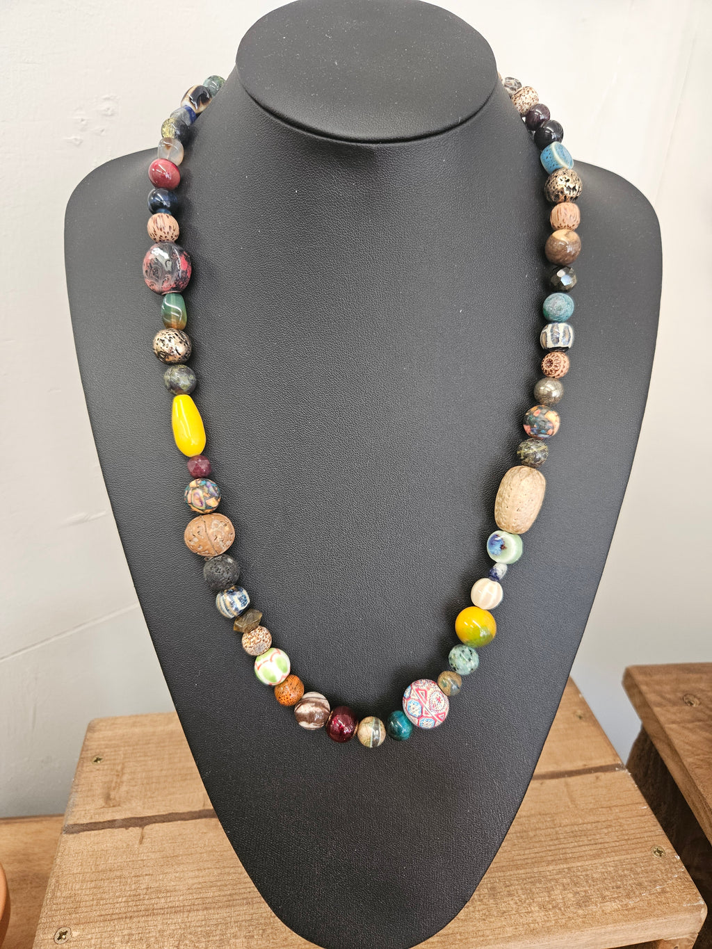 Bohemian Beaded Necklace | Stone, Glass, Wood & Nut Beads
