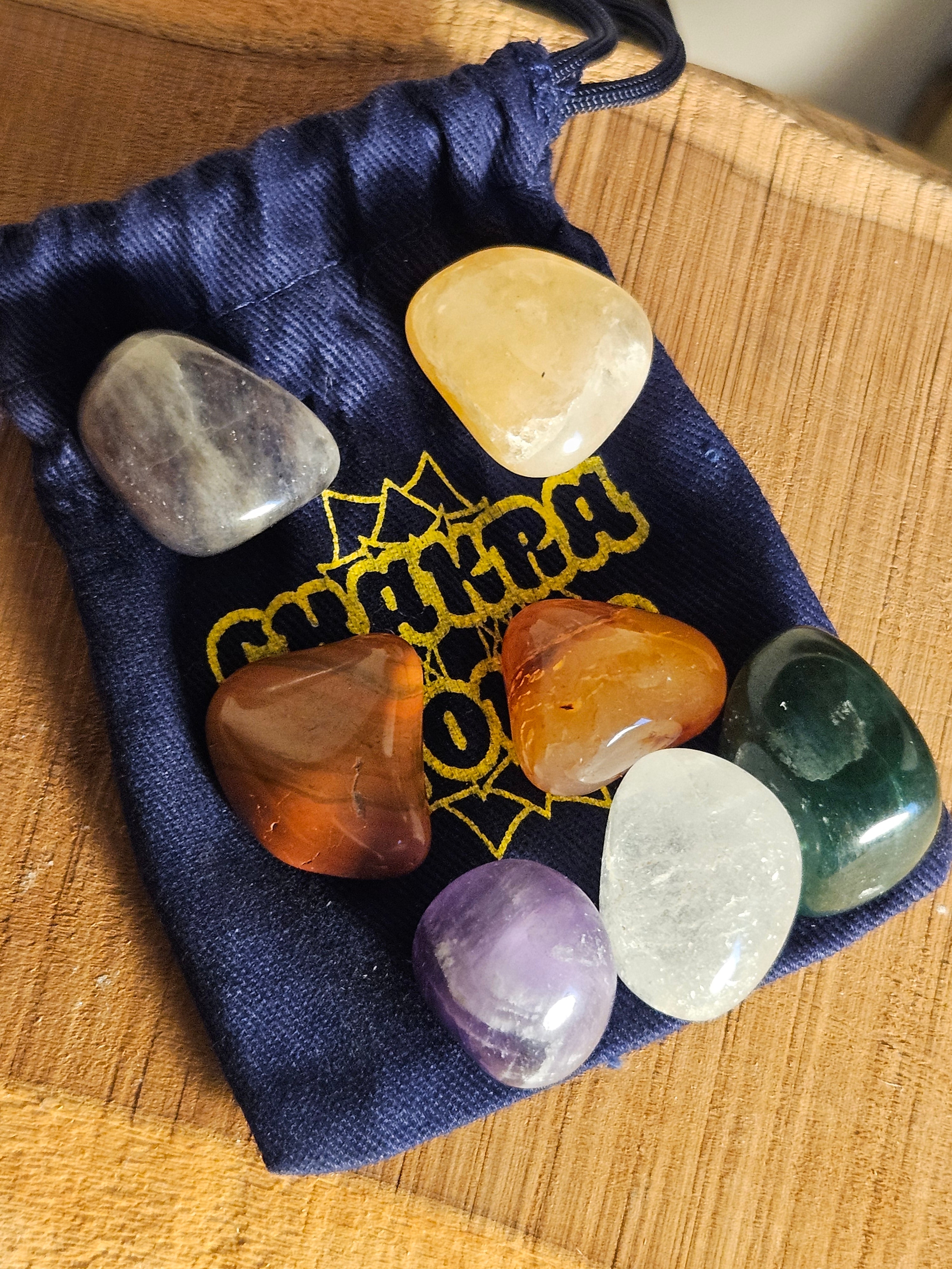 Chakra stones on a pouch