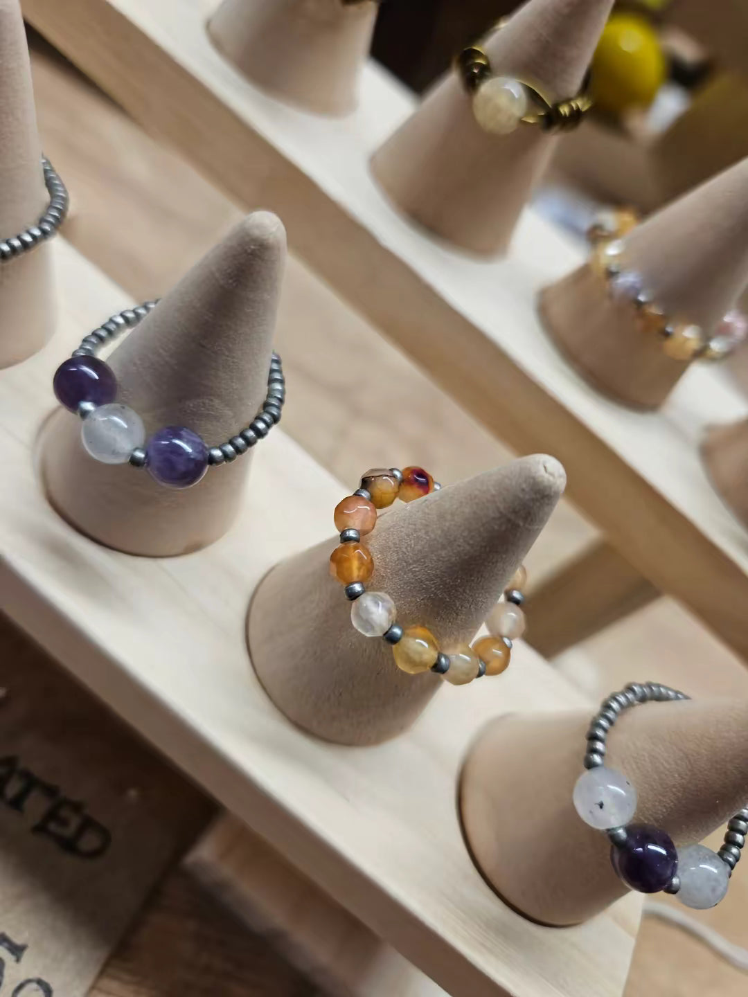 Close up of gemstone rings