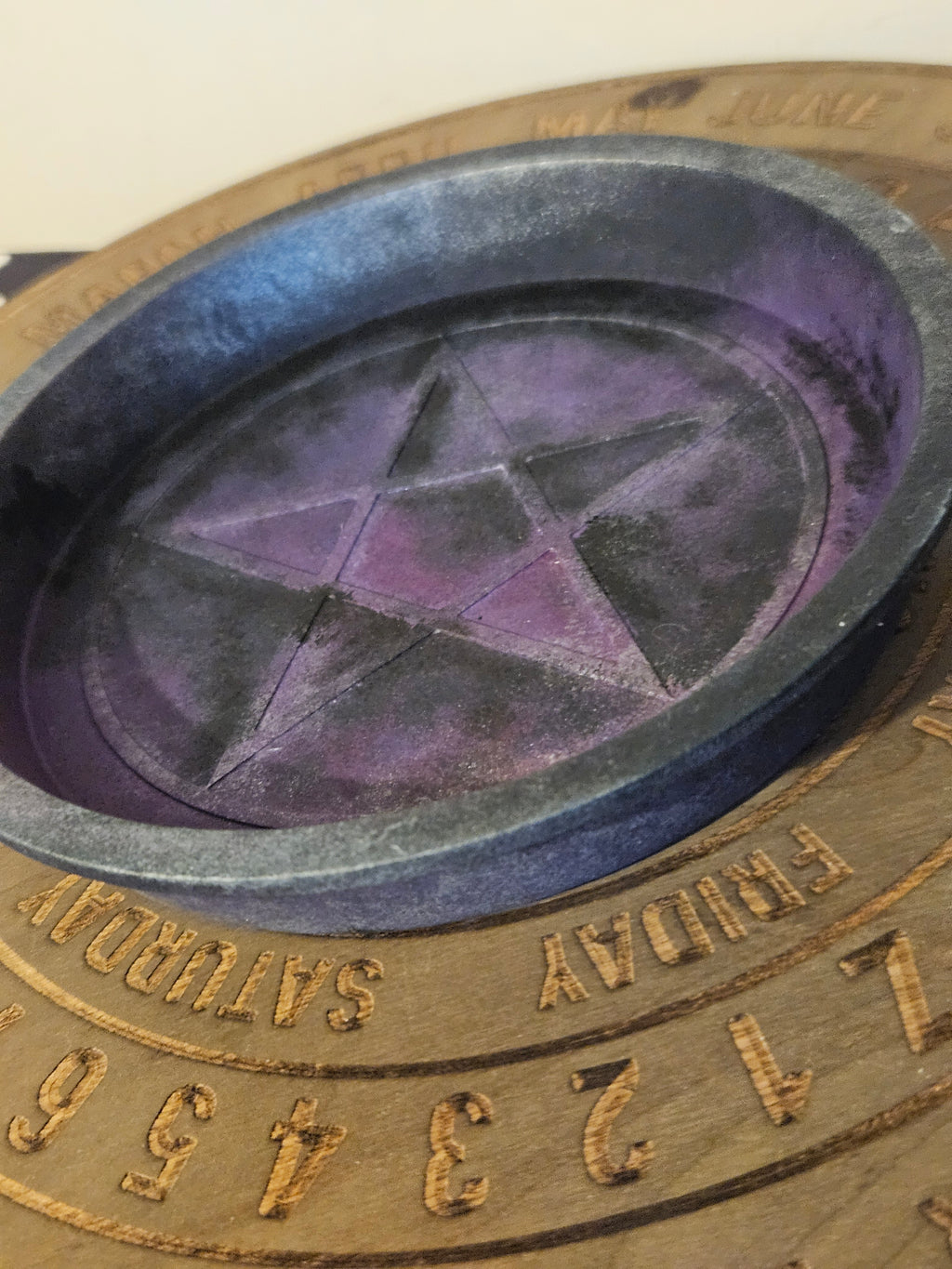 Black and purple bowl with a pentagram