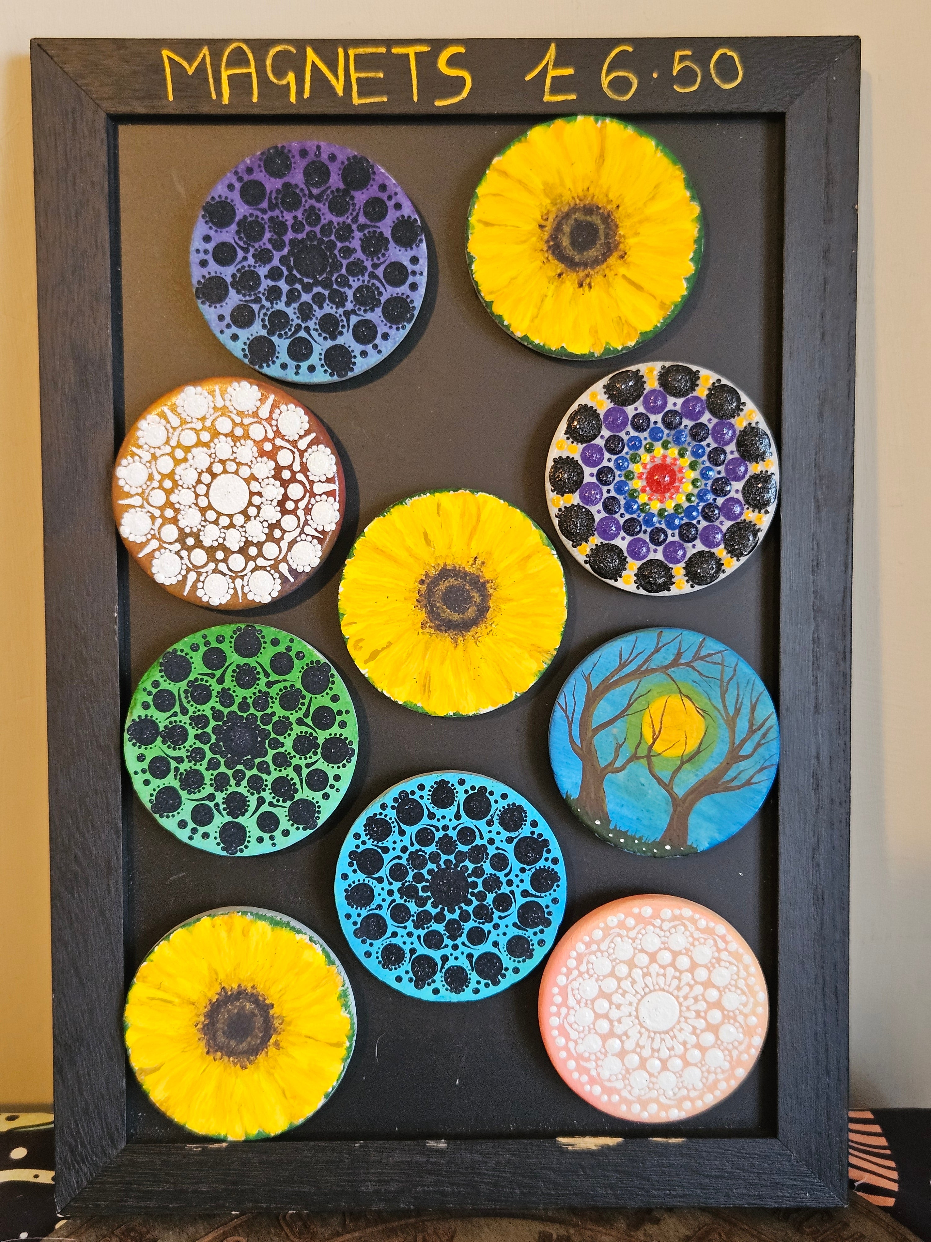 Handpainted Sunflower Ceramic Magnets
