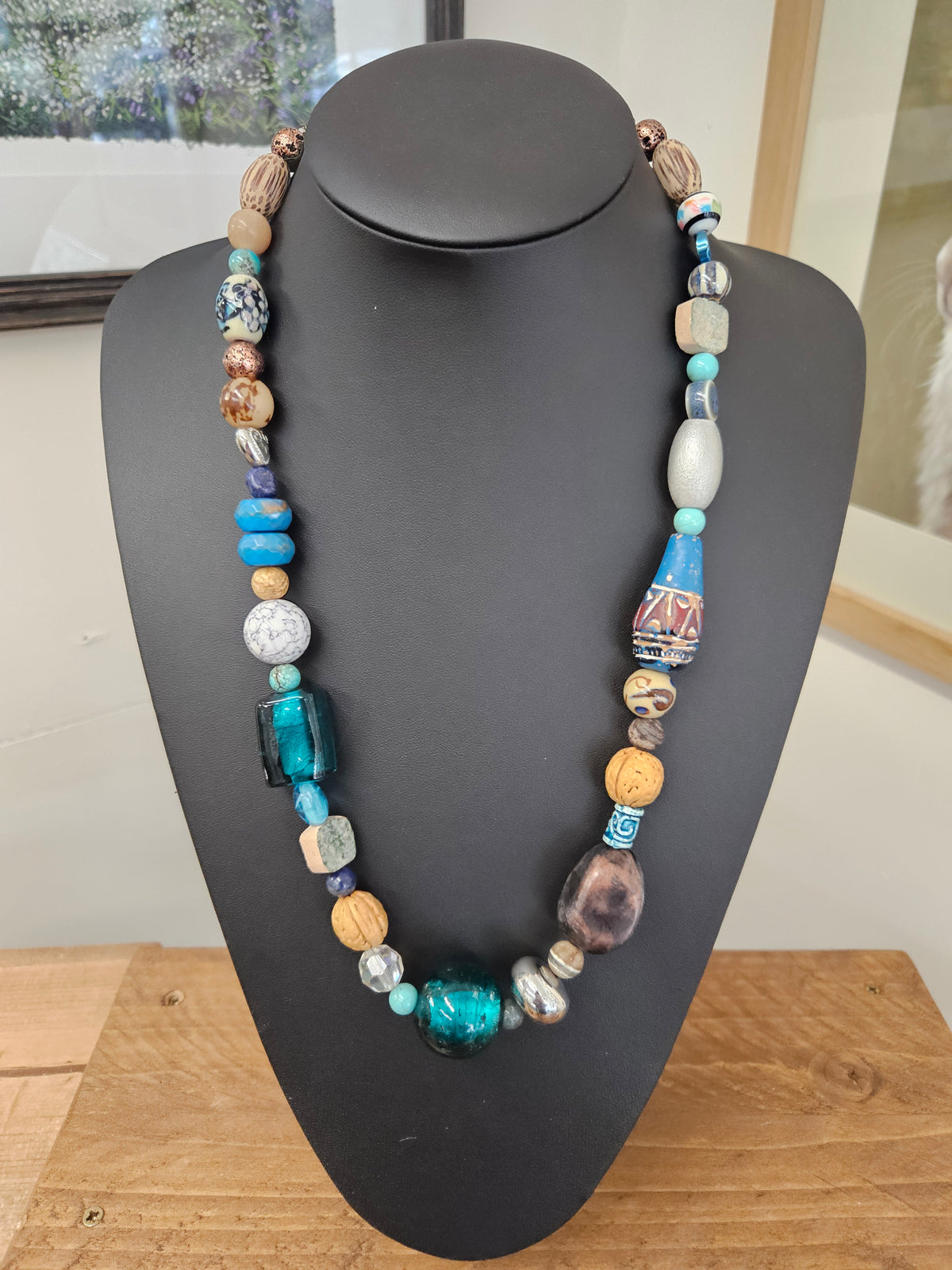Bohemian Beaded Necklace | Stone, Glass, Wood & Nut Beads
