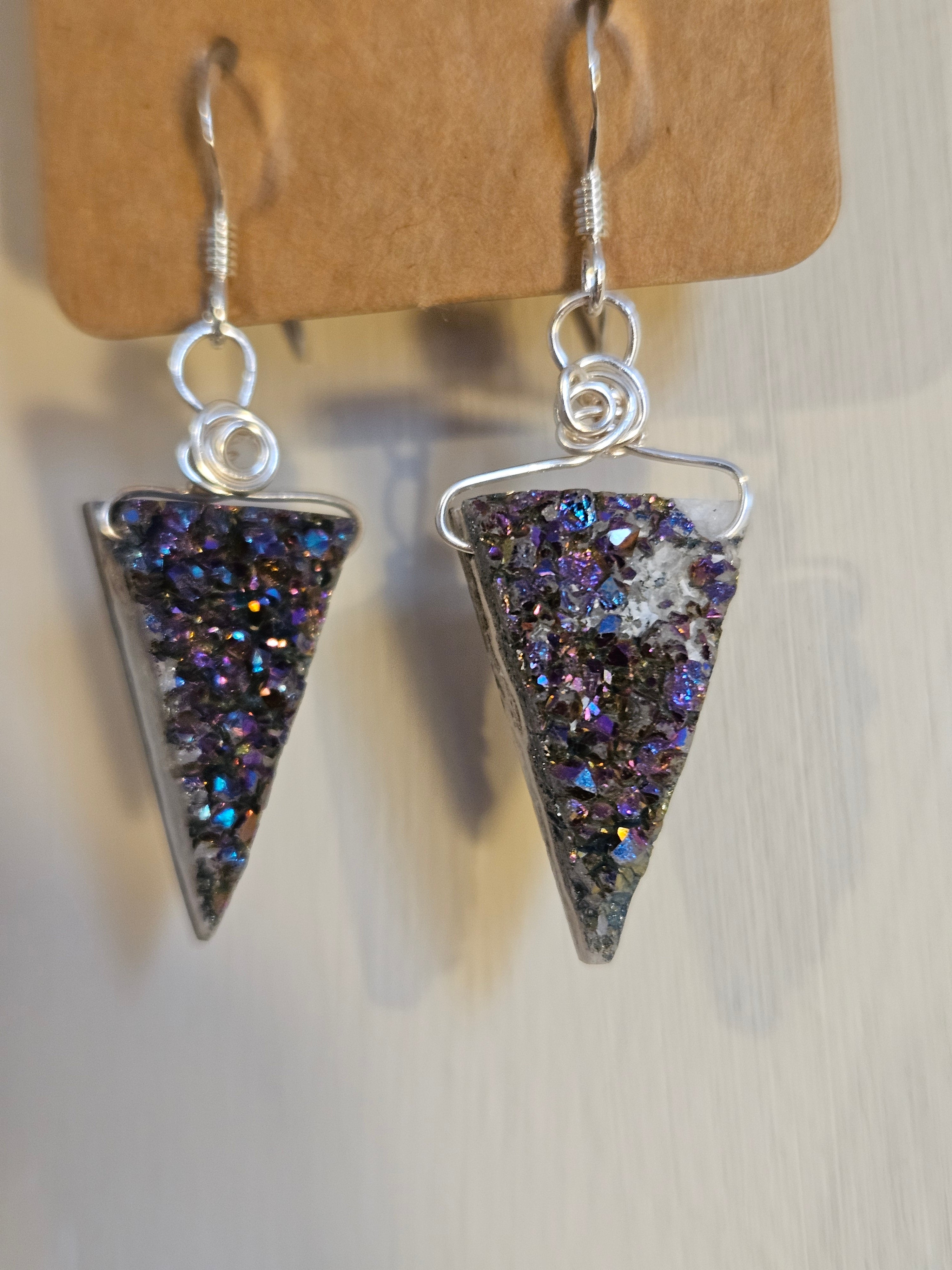 Purple Druzy Quartz Sterling Silver Earrings